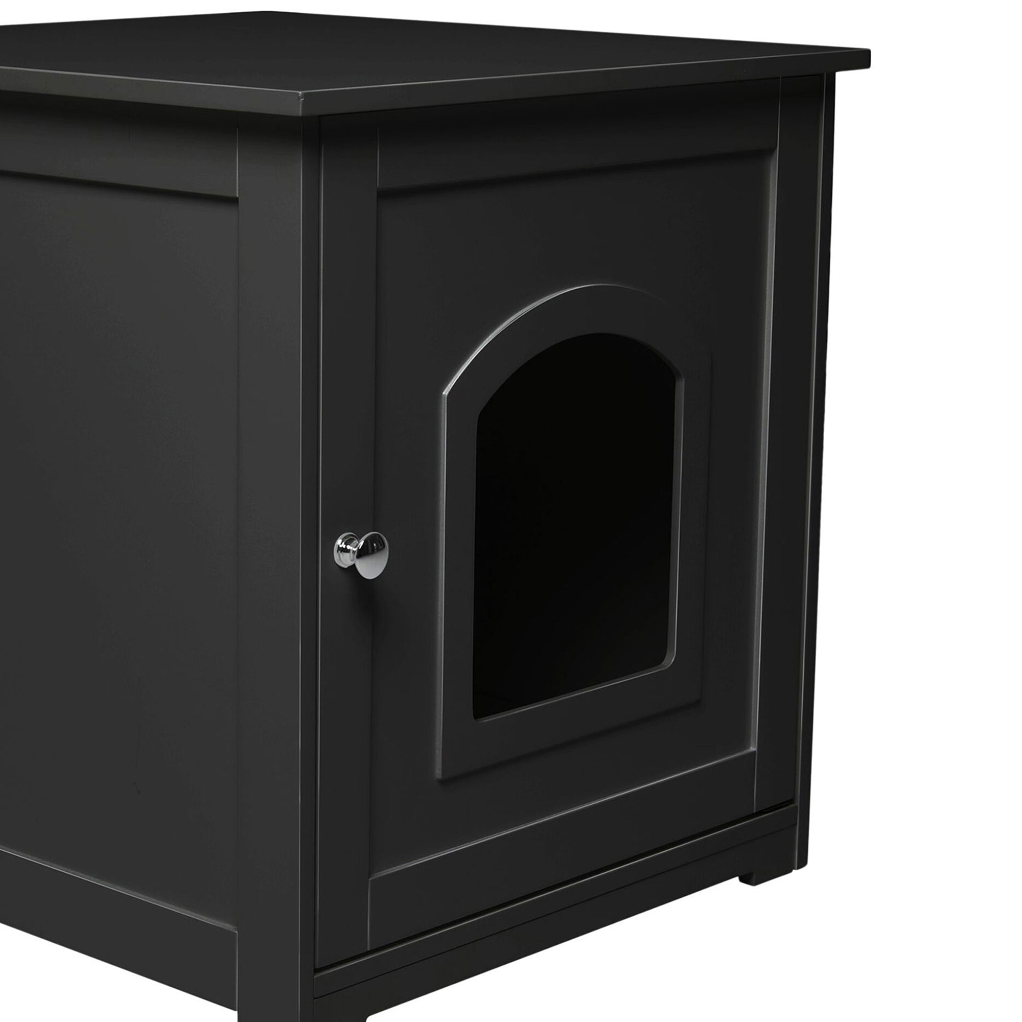 Merry Products Decorative Bench with Enclosed Cat Litter Washroom Box, Black + zoovilla Kitty Litter Loo Indoor Hidden Litter Box Furniture Enclosure, Black