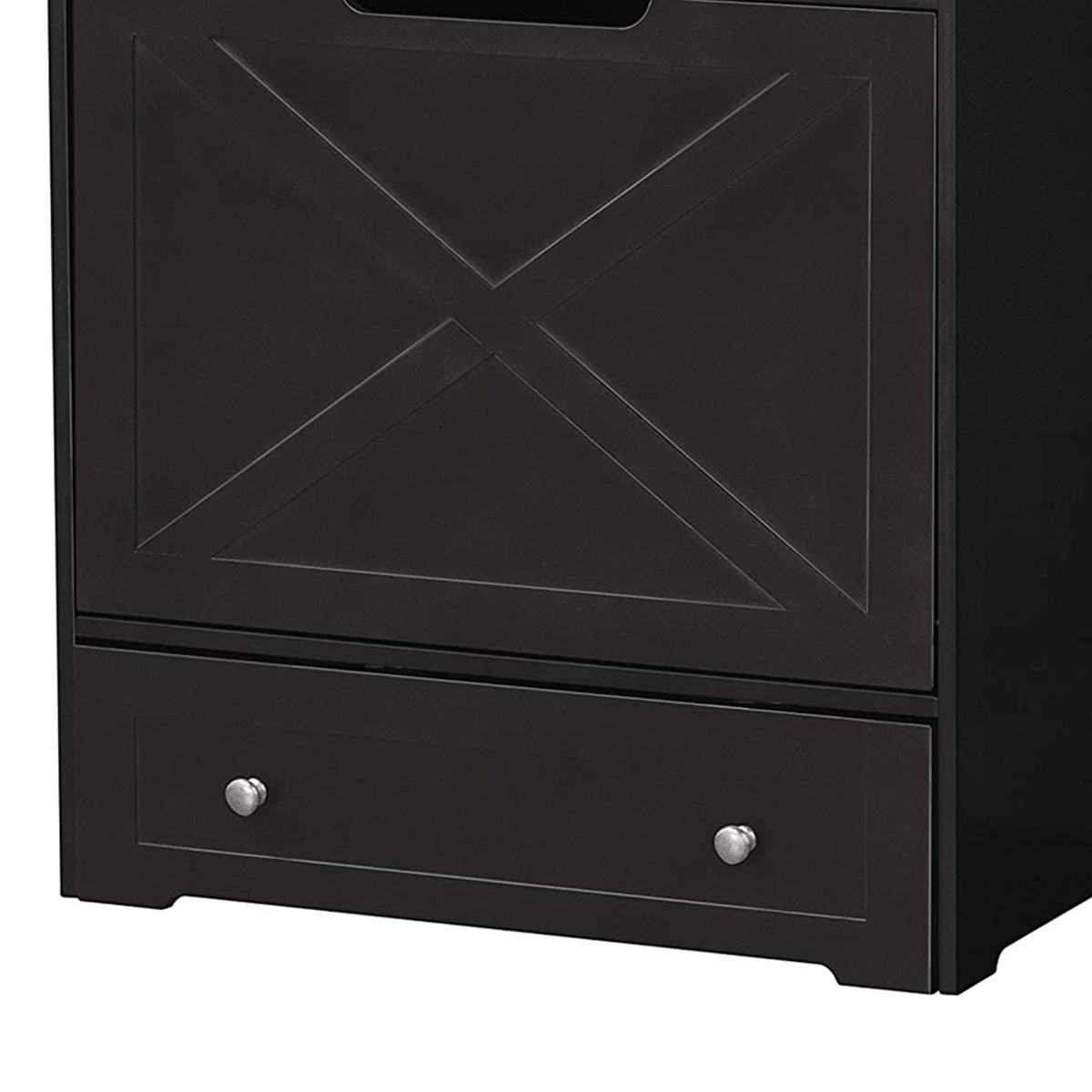 Zoovilla Pet Feeder Large Storage Bin with Hidden Elevated Dog Bowl Stand, Black + Merry Products Wooden 6 Foot Dog Gate-N-Crate for Small to Medium Pets, Walnut