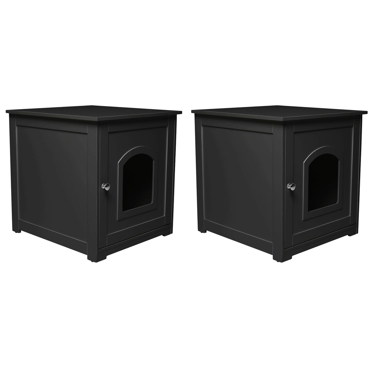 zoovilla Kitty Litter Loo Indoor Hidden Litter Box Furniture Enclosure, Black (2 Pack)
