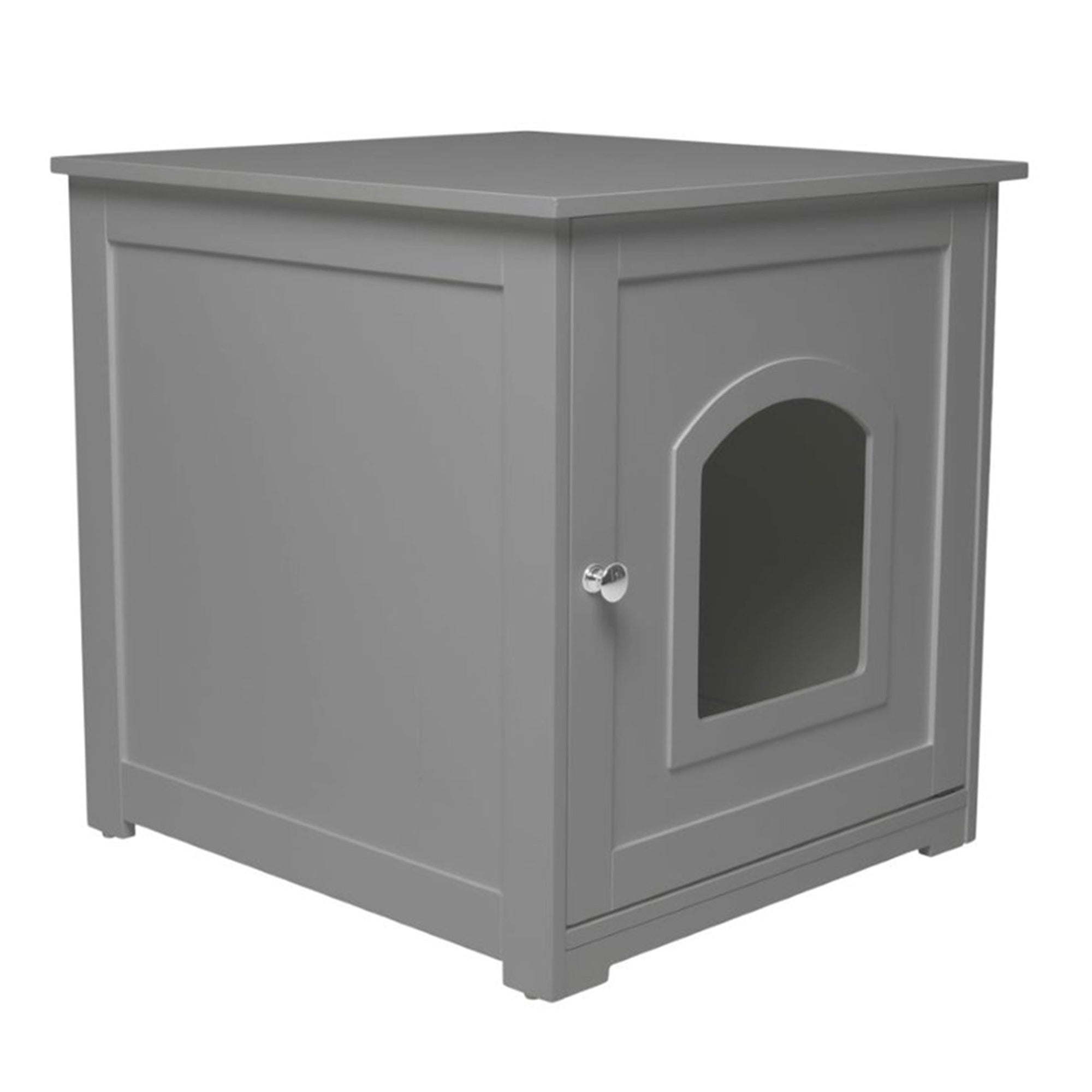 Merry Products Wooden 6 Foot Dog Gate-N-Crate for Small to Medium Pets, Walnut + zoovilla Kitty Litter Loo Indoor Hidden Litter Box Enclosure Furniture, Gray