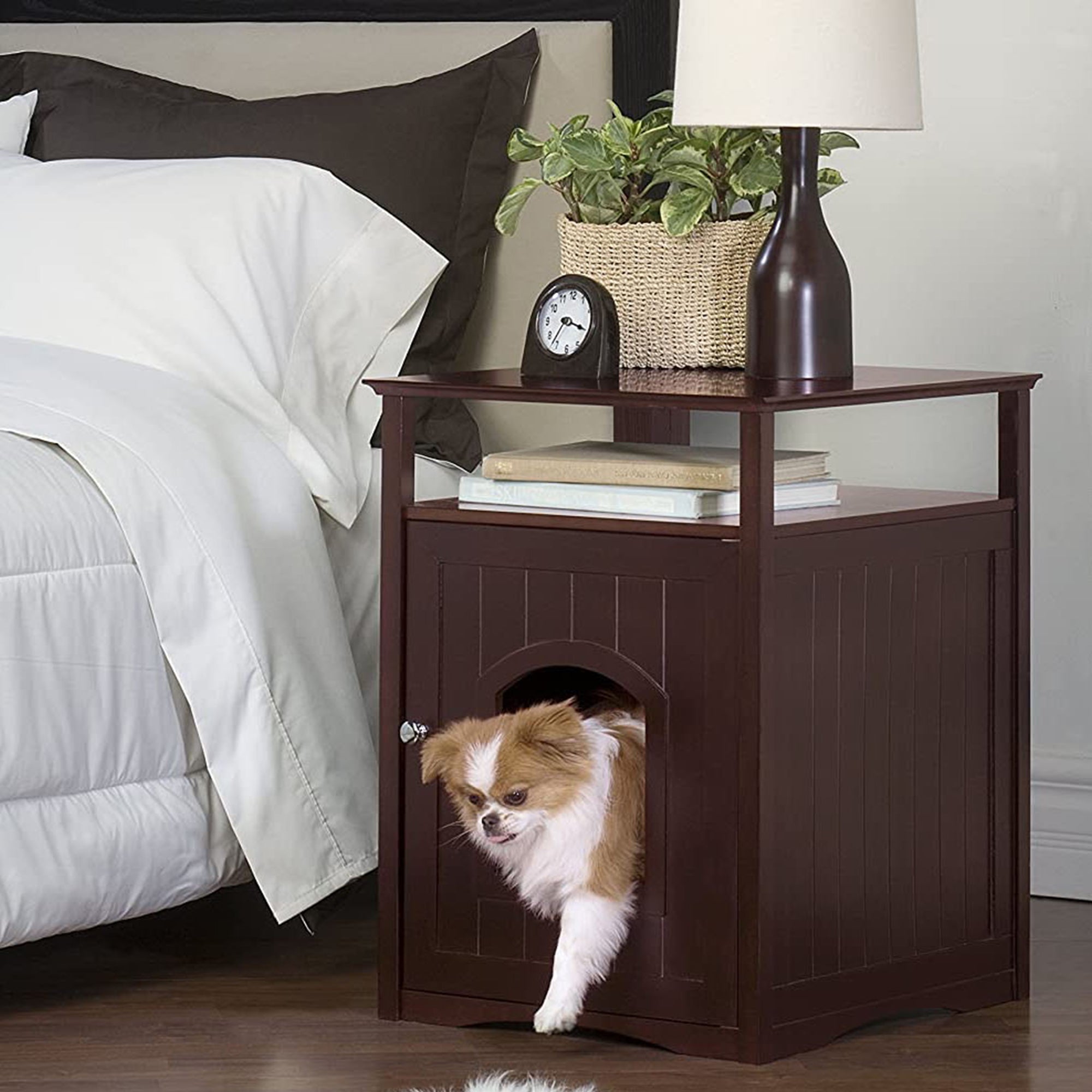 zoovilla Kitty Litter Loo Indoor Hidden Litter Box Furniture Enclosure, Black + Merry Products Decorative Cat Enclosed Litter Box Washroom Night Stand, Espresso