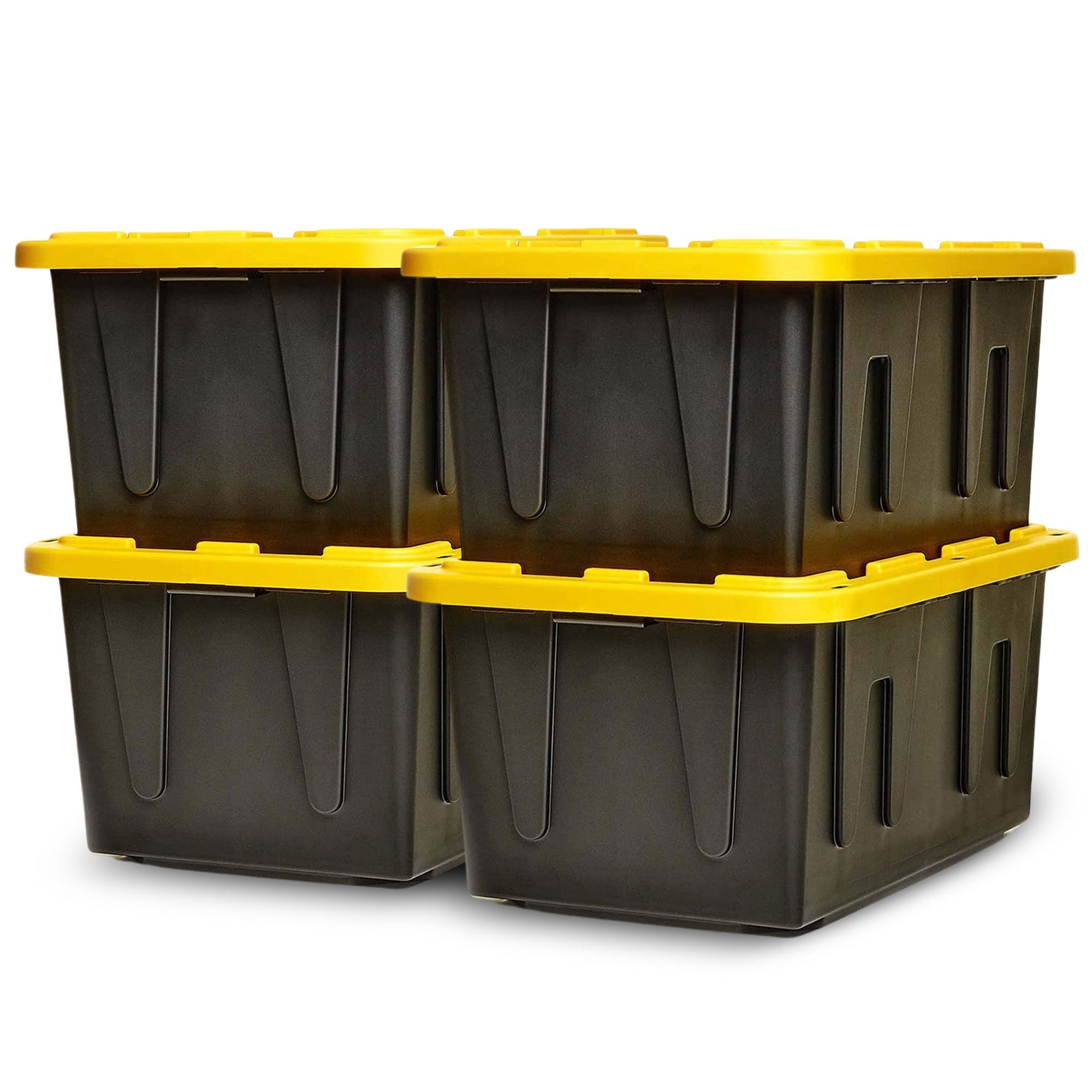 Homz Durabilt Heavy Duty 27 Gallon Plastic Organizer Storage Bin Tote (2 Pack) - VMInnovations