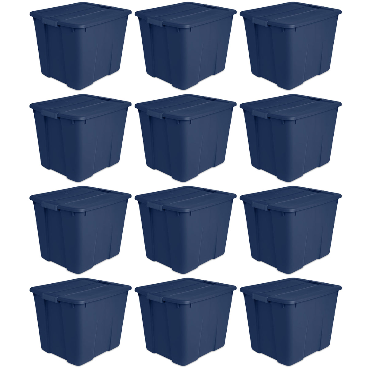 Sterilite 20 Gallon Stackable Storage Tote w/Latching Lid, Marine Blue (12 Pack)
