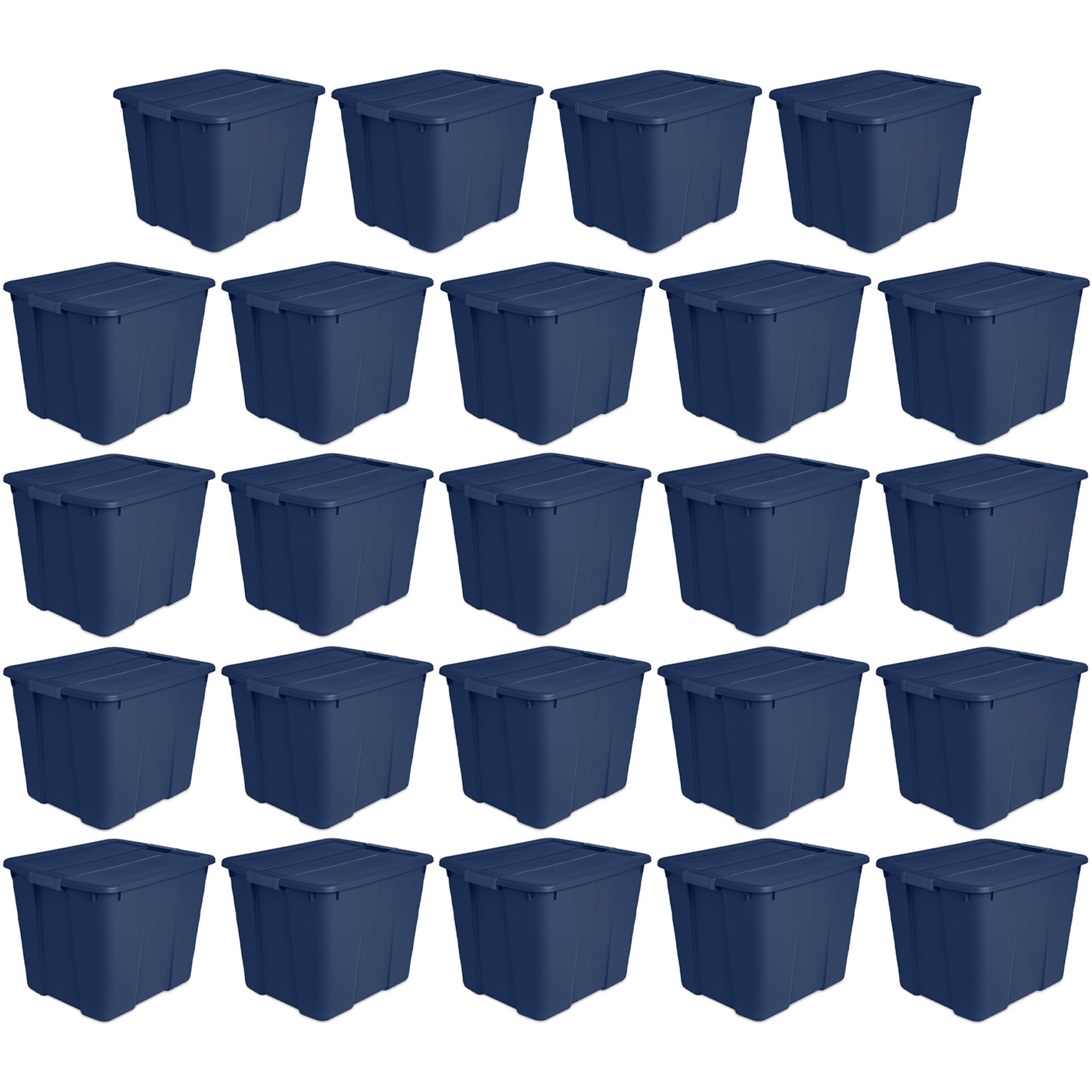 Sterilite 20 Gallon Stackable Plastic Storage Tote w/Latching Lid,Blue (24 Pack)