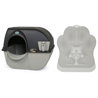 Omega Paw Elite Roll 'N Clean Self Cleaning Cat Litter Box with Paw Floor Mat