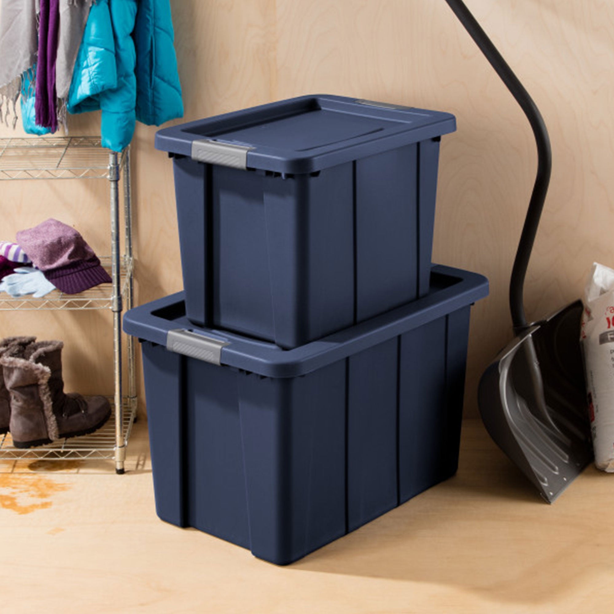 Sterilite 18 Gal Latching Tuff1 Stackable Storage Tote with Latching Lid, 6 Pack - VMInnovations
