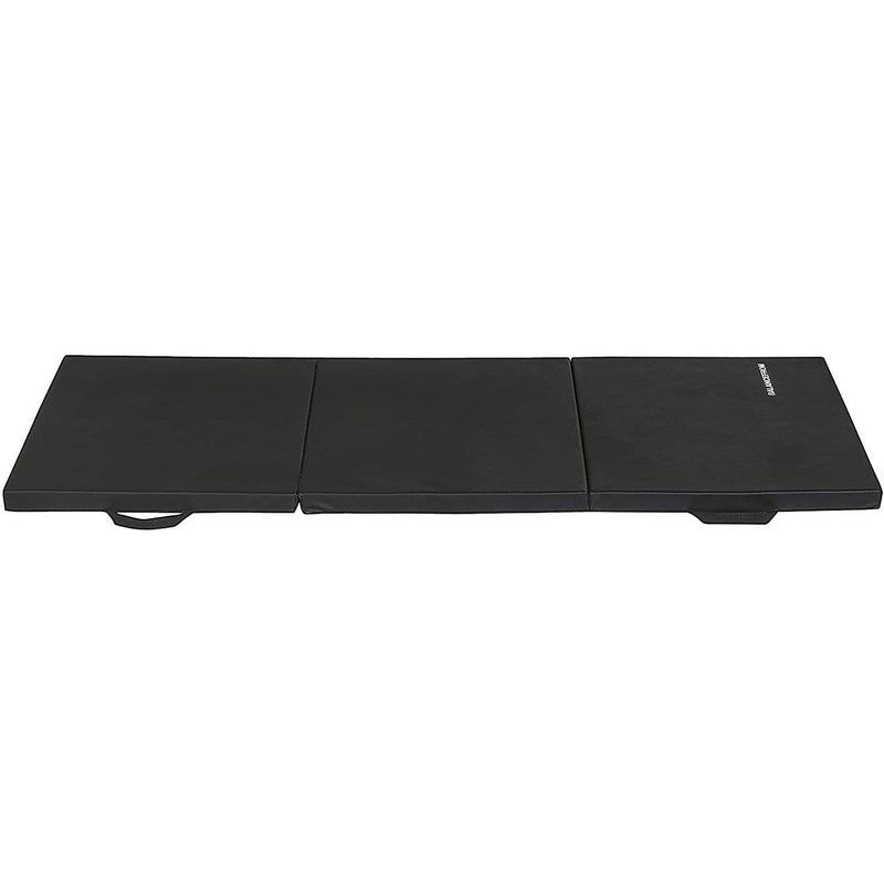 BalanceFrom Fitness GoGym 6x2ft Folding 3 Panel Exercise Mat with Handles, Black