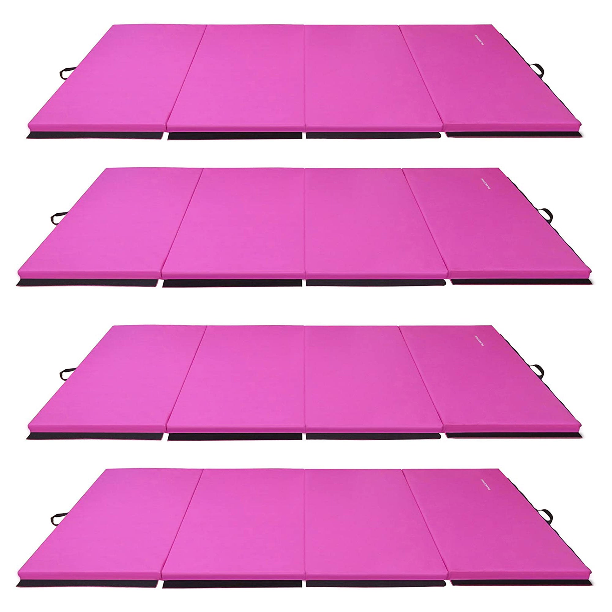 BalanceFrom Fitness 120 x 48" All Purpose Folding Gymnastics Mat, Pink (4 Pack)