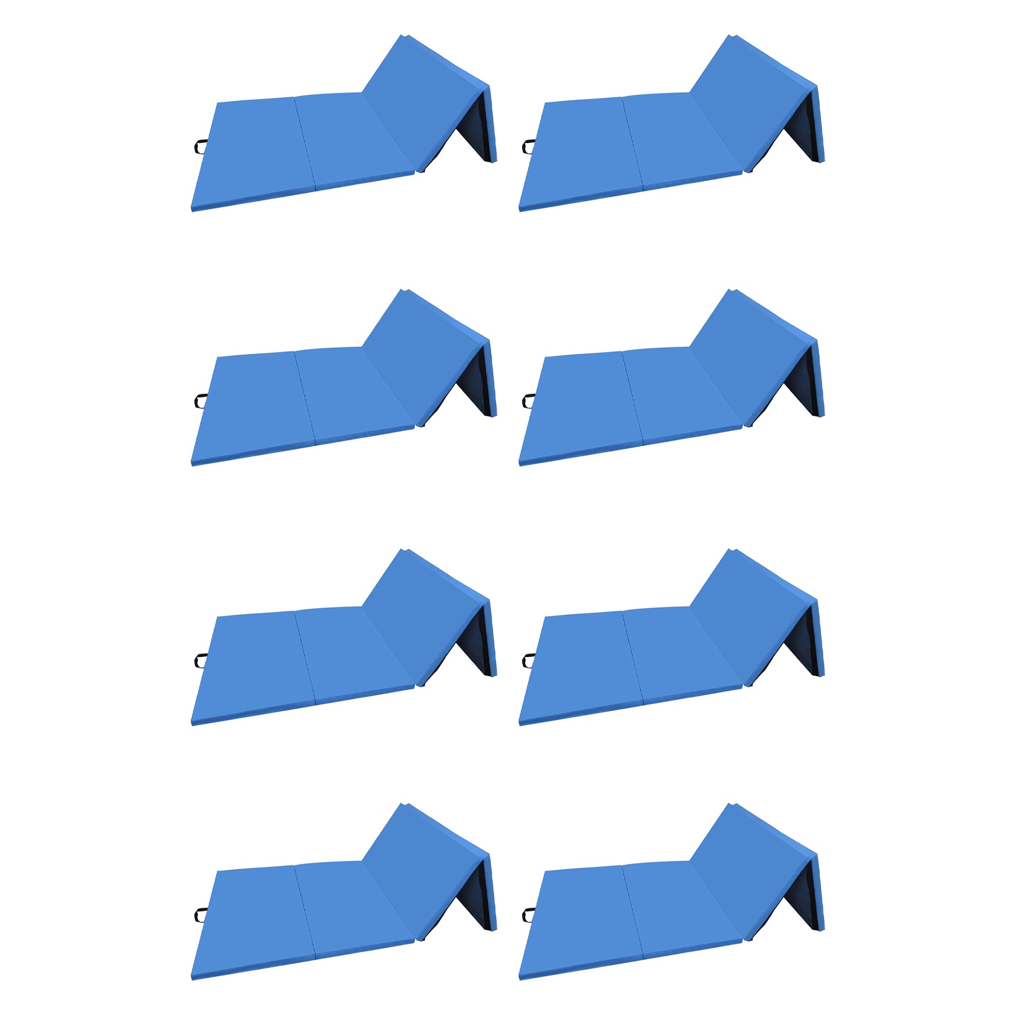 BalanceFrom Fitness 120x48in All Purpose Folding Gymnastics Mat, Blue (8 Pack)