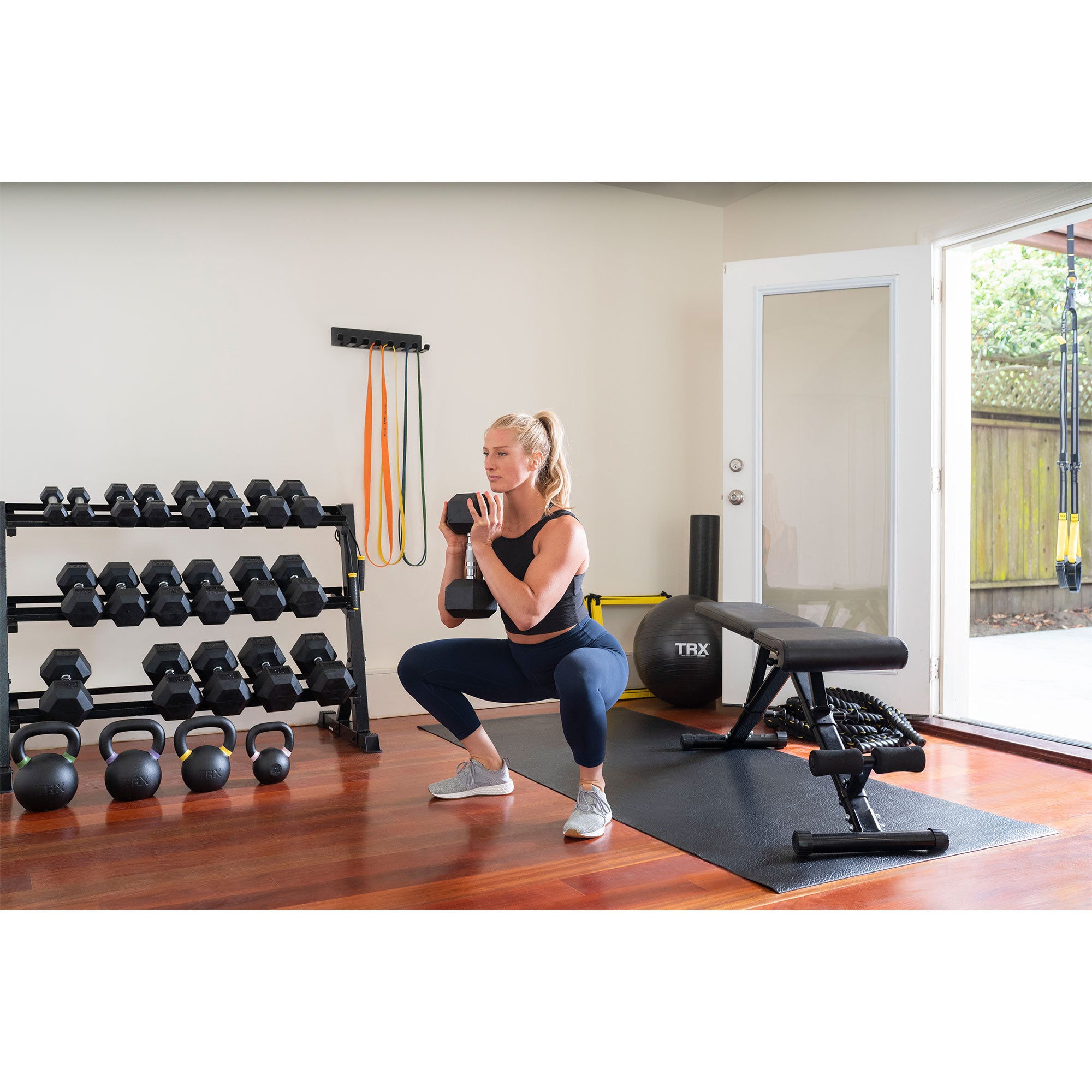 TRX Hex Rubber 40lb Dumbbell Weight Strength Training Workout Equipment, 1 Pair