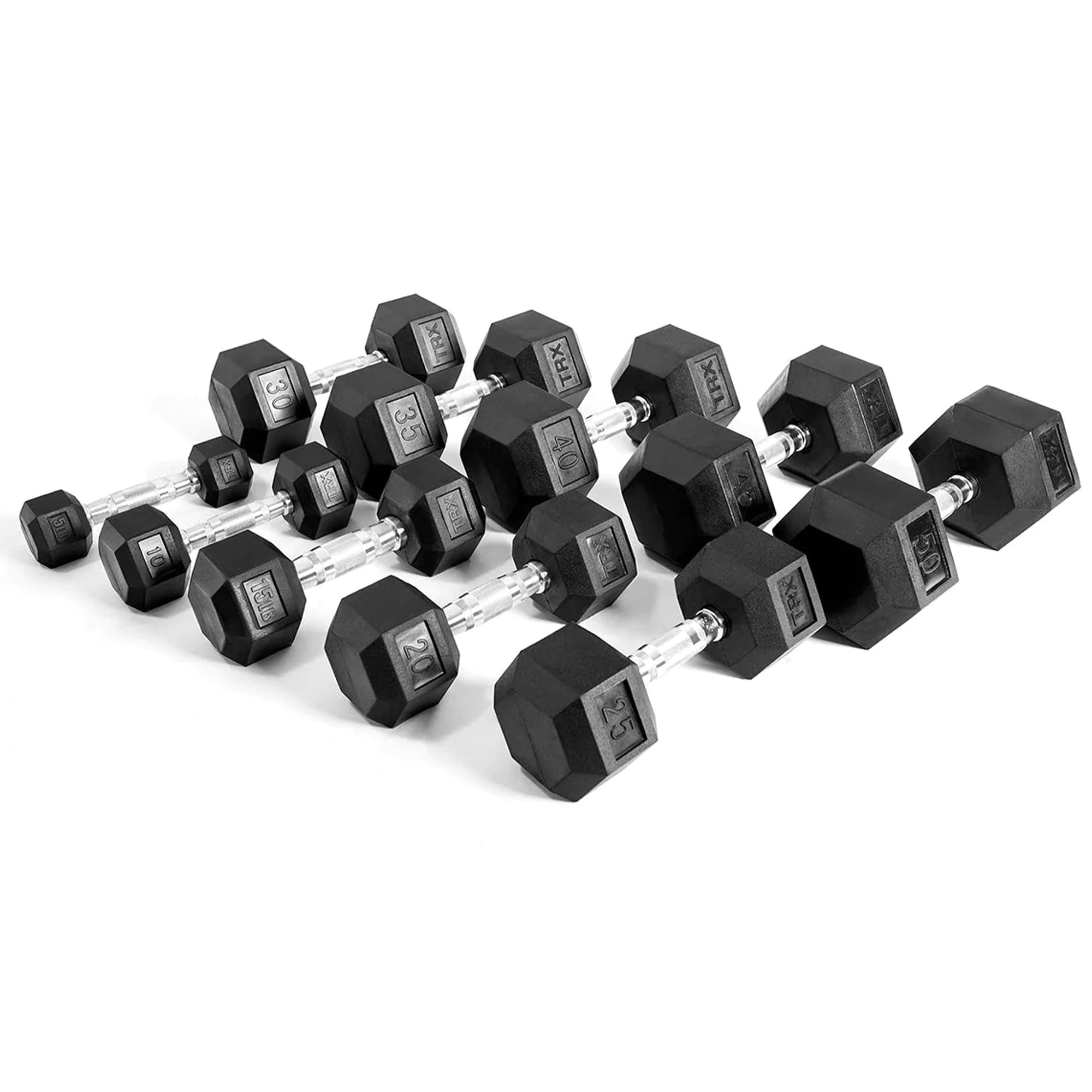 TRX Hex Rubber 30lb Dumbbell Weight Strength Training Workout Equipment, 1 Pair