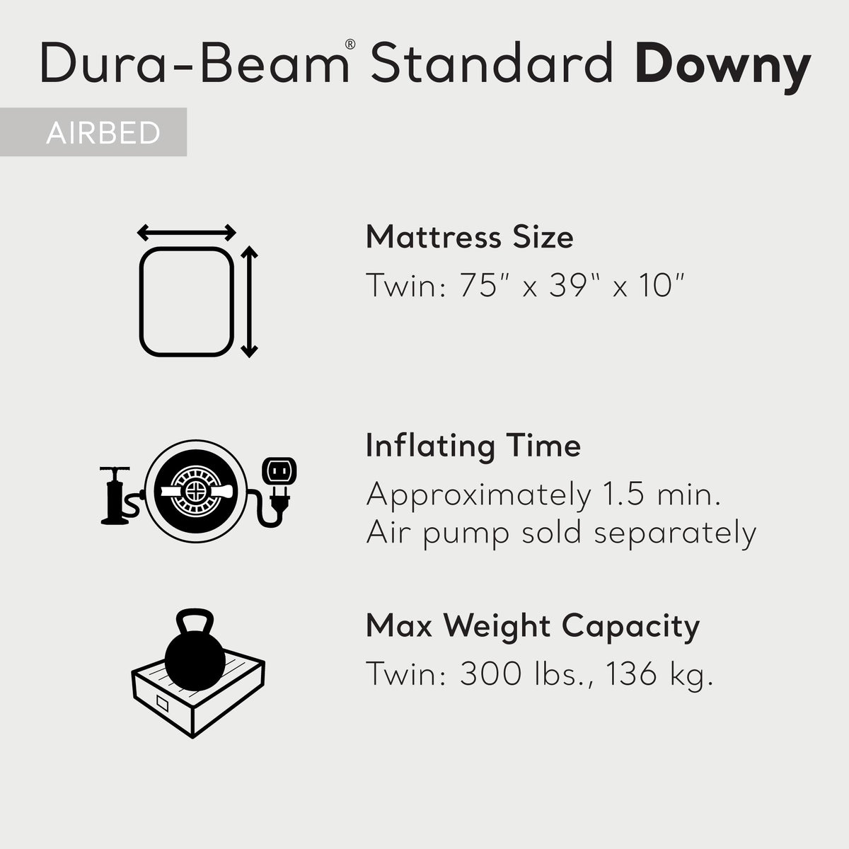 Intex 10 Inch Dura-Beam Downy Air Mattress, Twin (Pump Not Included) (Open Box)