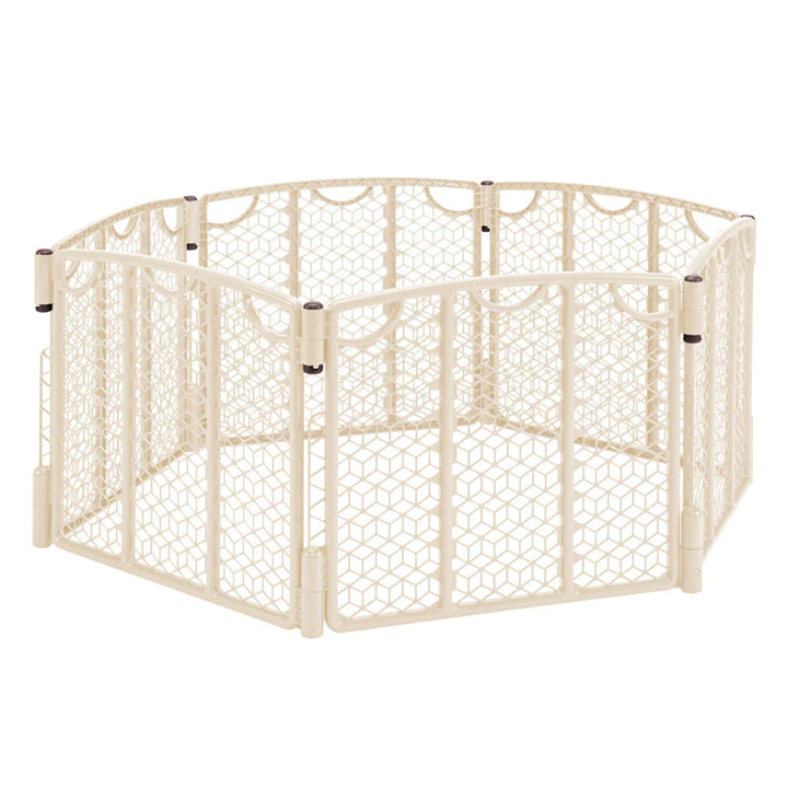 Evenflo Indoor/Outdoor Adjustable Portable Play Yard Area w/Lawn Stakes, Cream - VMInnovations