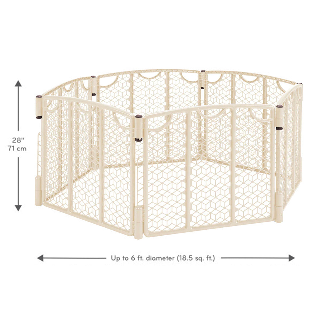 Evenflo Indoor/Outdoor Adjustable Portable Play Yard Area w/Lawn Stakes, Cream - VMInnovations