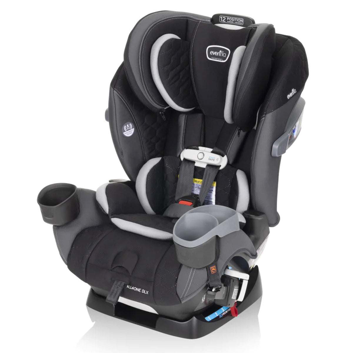 Evenflo All4One DLX Convertible Washable Car Seat w/SensorSafe, Kingsley Black - VMInnovations