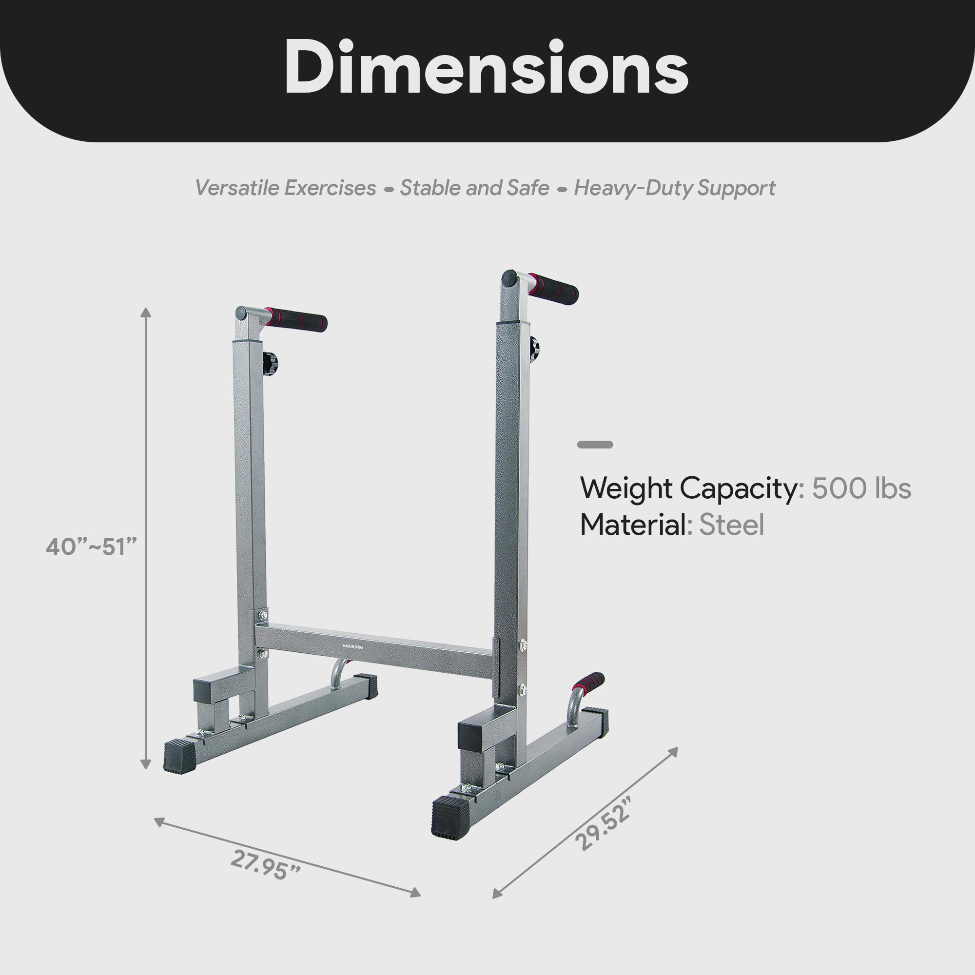 BalanceFrom Multi Function Home Gym Exercise Dip Stand, 500lb Cap Gray(Open Box)