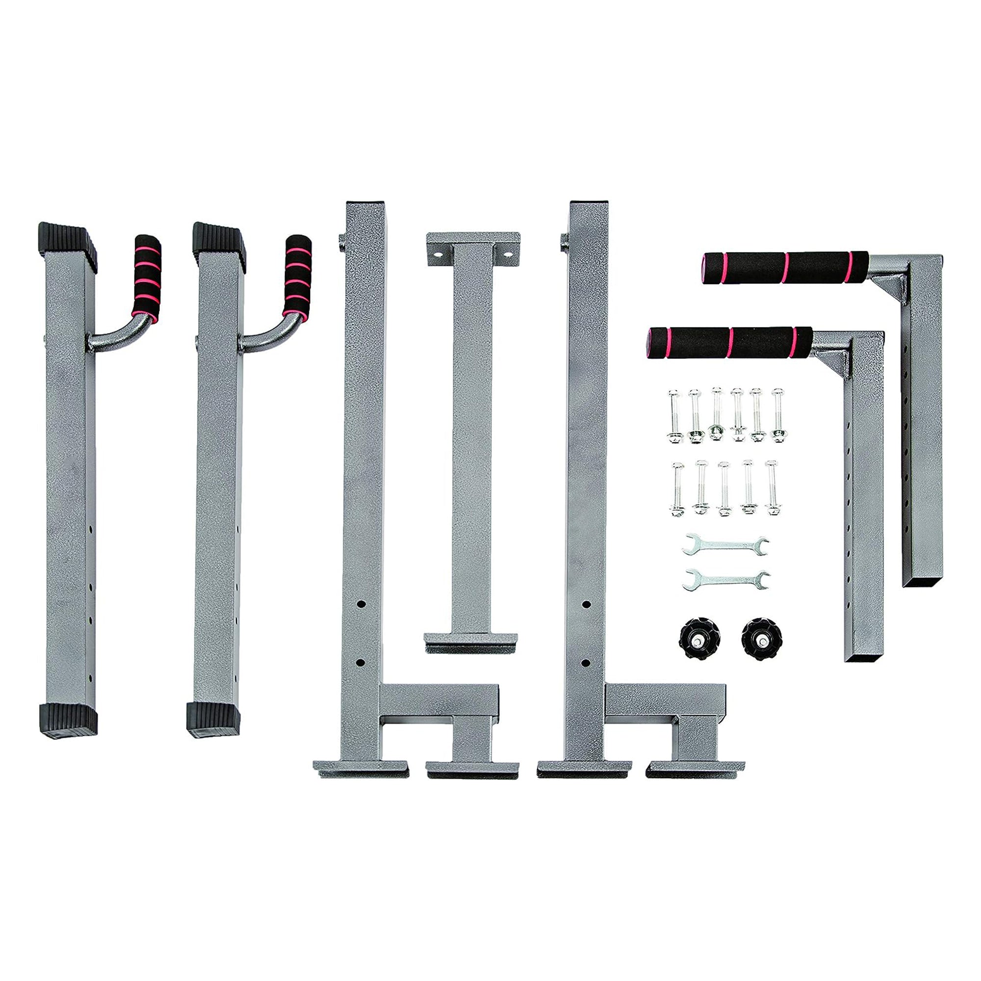 BalanceFrom Multi Function Home Gym Exercise Dip Stand, 500lb Cap Gray(Open Box)