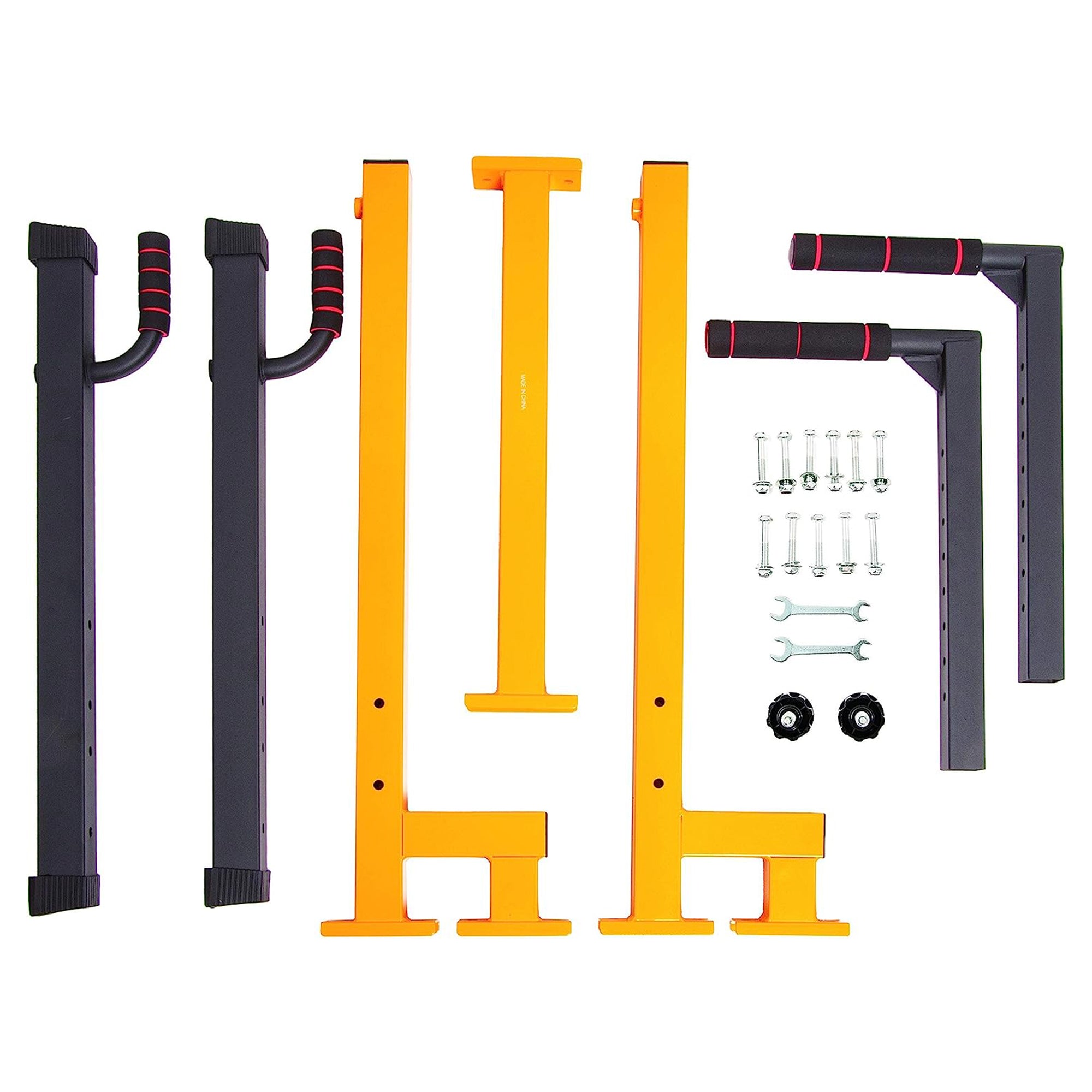 Multi-Function Home Gym Exercise Dip Stand, 500lb Capacity, Yellow (Used) - VMInnovations