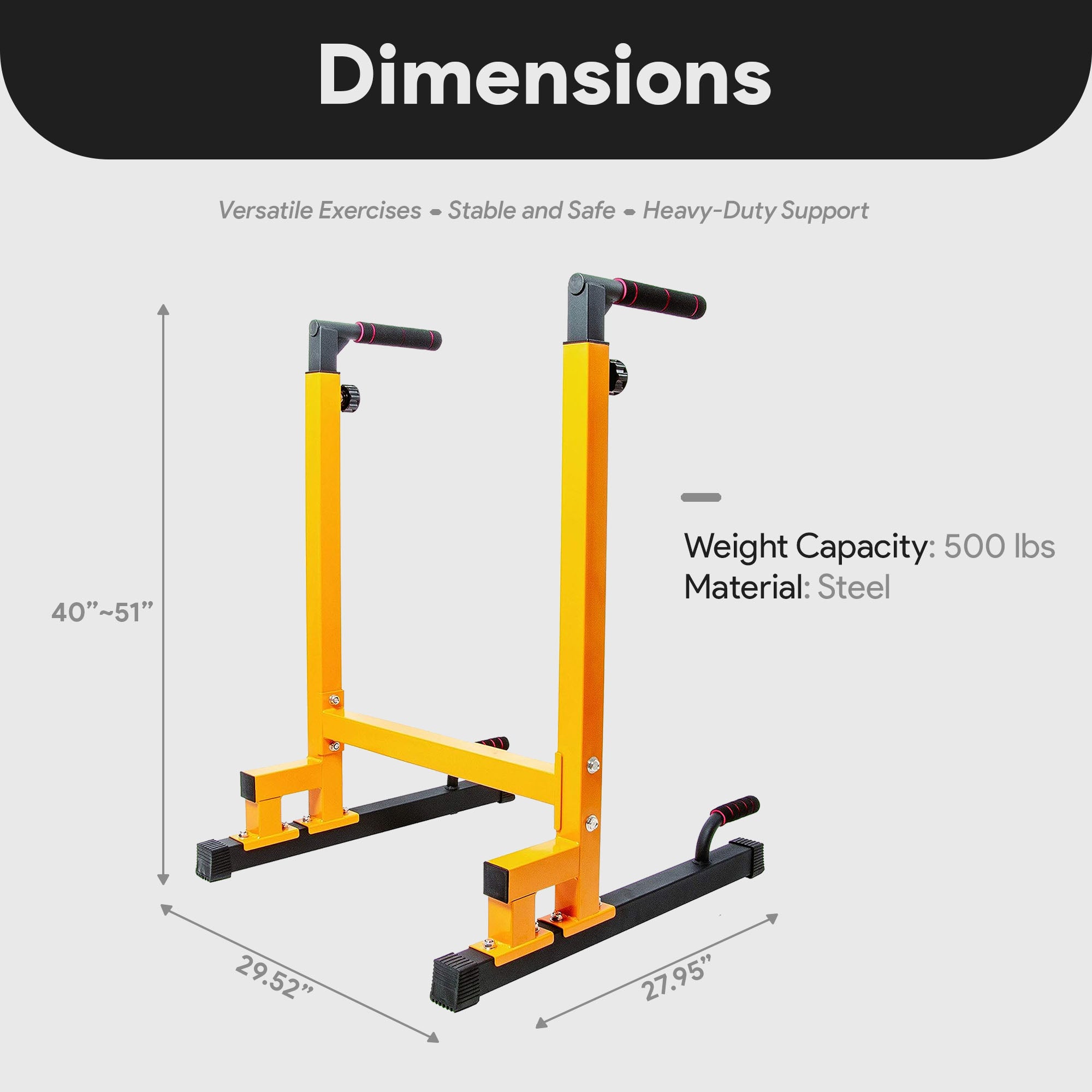 BalanceFrom Multi-Function Home Gym Dip Stand, 500lb Capacity, Yellow(For Parts) - VMInnovations
