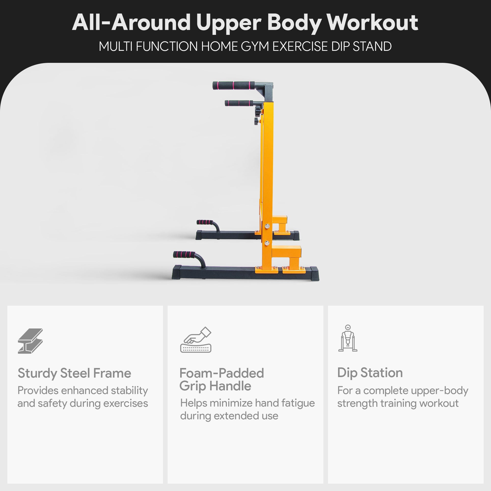 BalanceFrom Multi-Function Gym Dip Stand, 500lb Capacity, Yellow(Open Box) - VMInnovations
