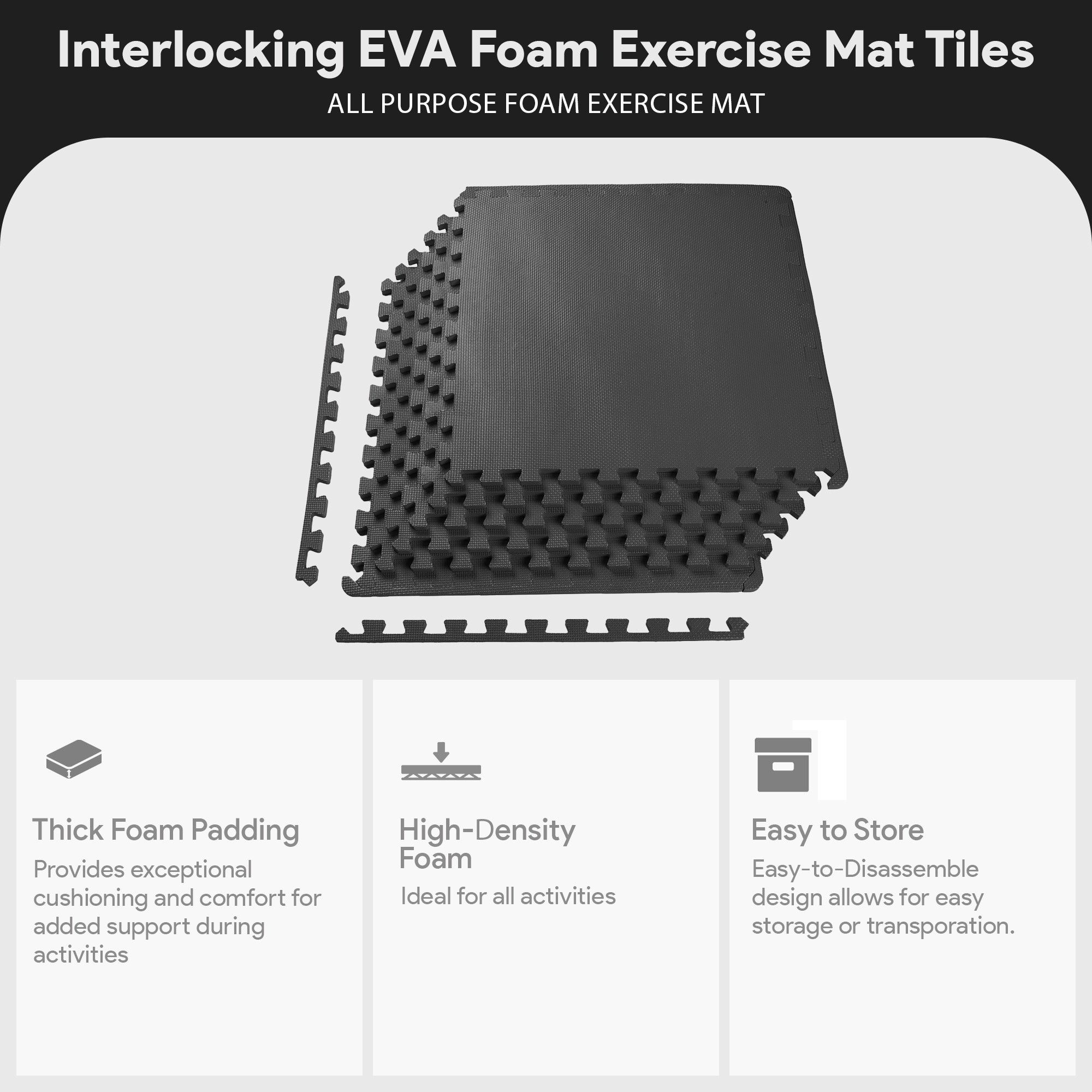 BalanceFrom Fitness 24 Sq Ft Interlocking EVA Foam Mat Tiles,BLK(Open Box) - VMInnovations