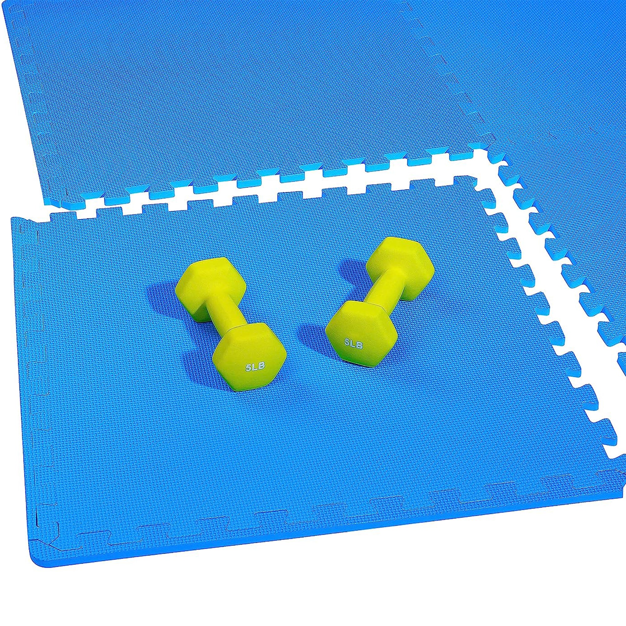 BalanceFrom Fitness 24 Sq Ft Interlocking EVA Foam Exercise Mat Tiles, Blue - VMInnovations