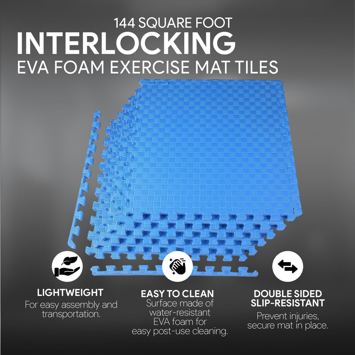 BalanceFrom Fitness 144 Sq Ft Interlocking EVA Foam Exercise Tiles,Blue(Used)