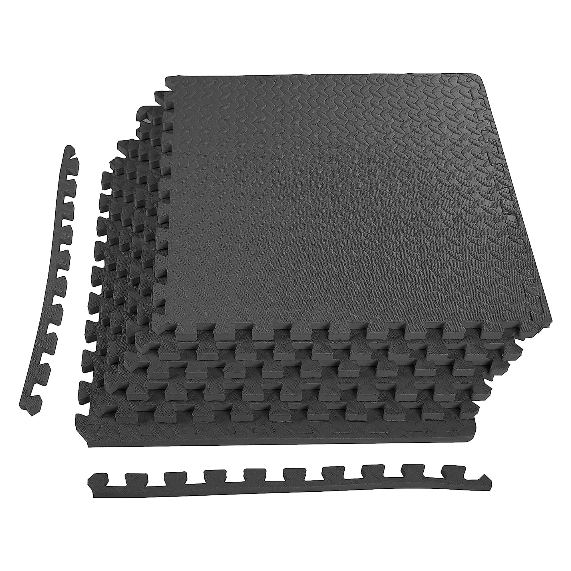 BalanceFrom Fitness 24 Sq Ft Interlocking EVA Foam Exercise Mat Tiles, Blk(Used) - VMInnovations
