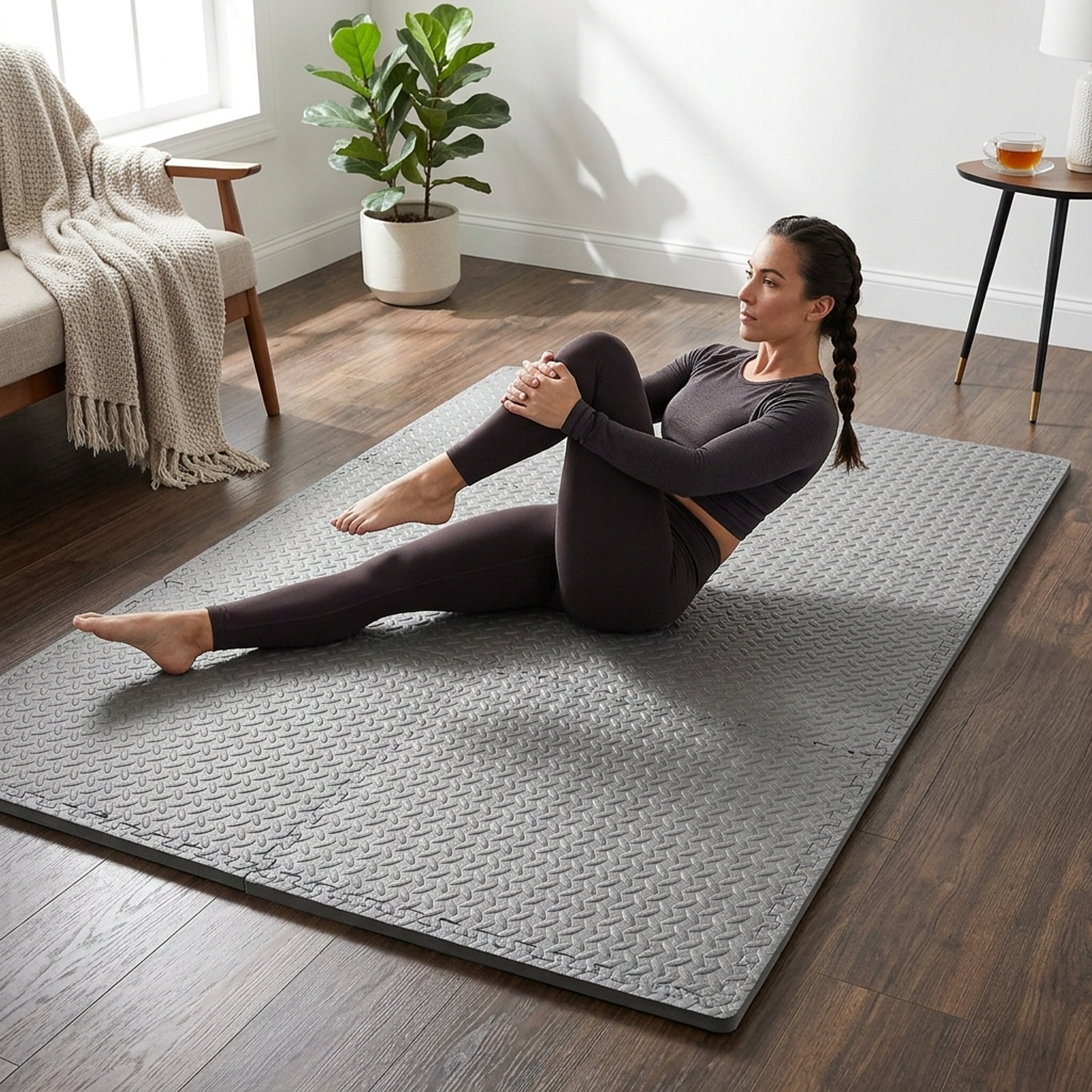 BalanceFrom Fitness 24 Sq Ft Interlocking EVA Foam Exercise Tiles, Gray (Used)