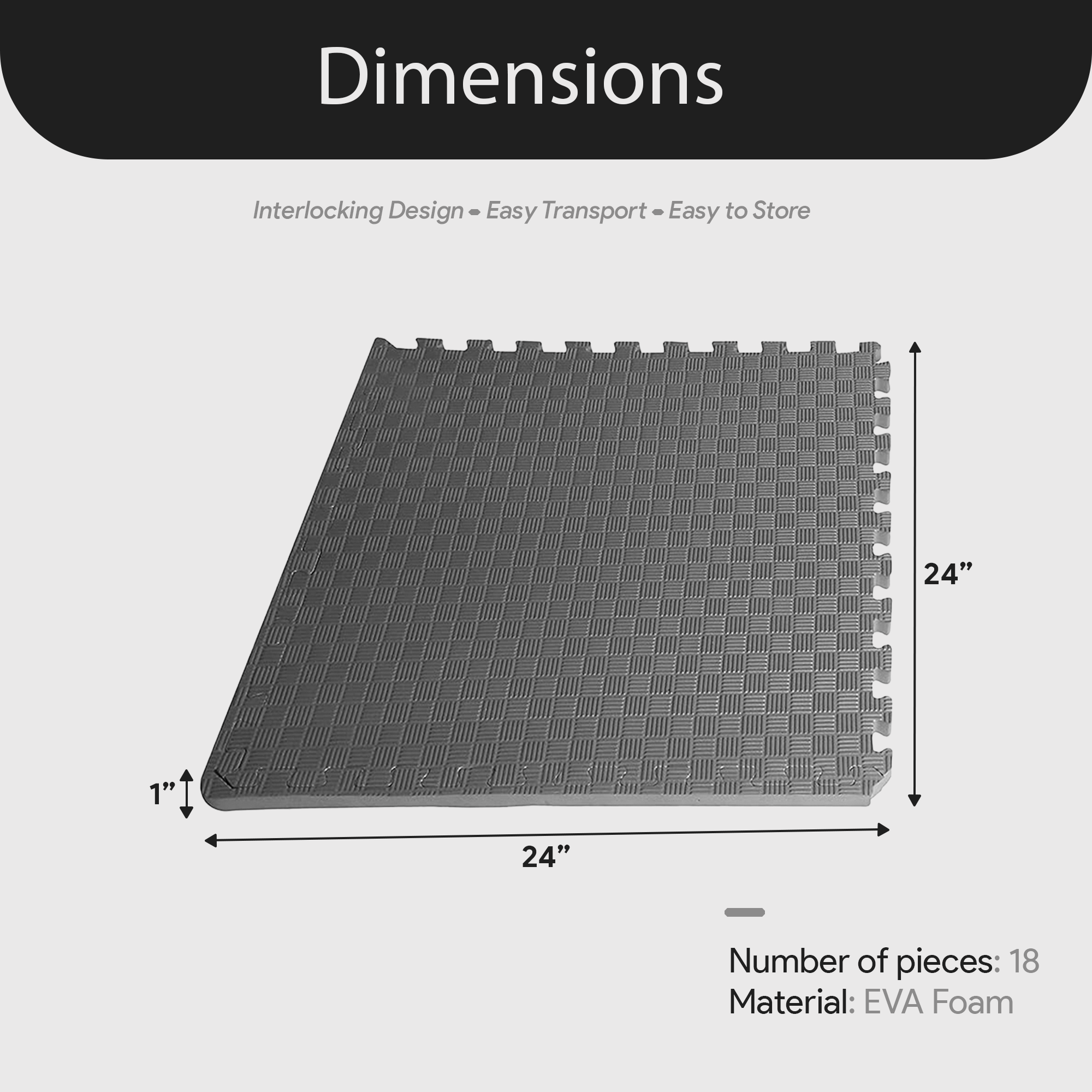 BalanceFrom Fitness 72 Sq Ft Interlocking EVA Foam Exercise Mat Tiles, Gray