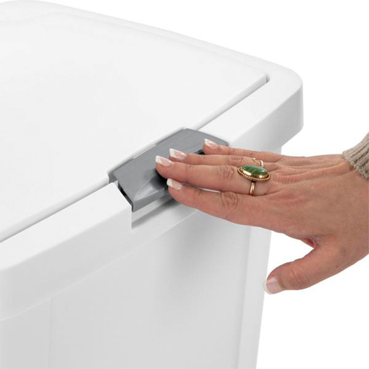 Sterilite 13 Gallon TouchTop Wastebasket with Titanium Latch, White (16 Pack)