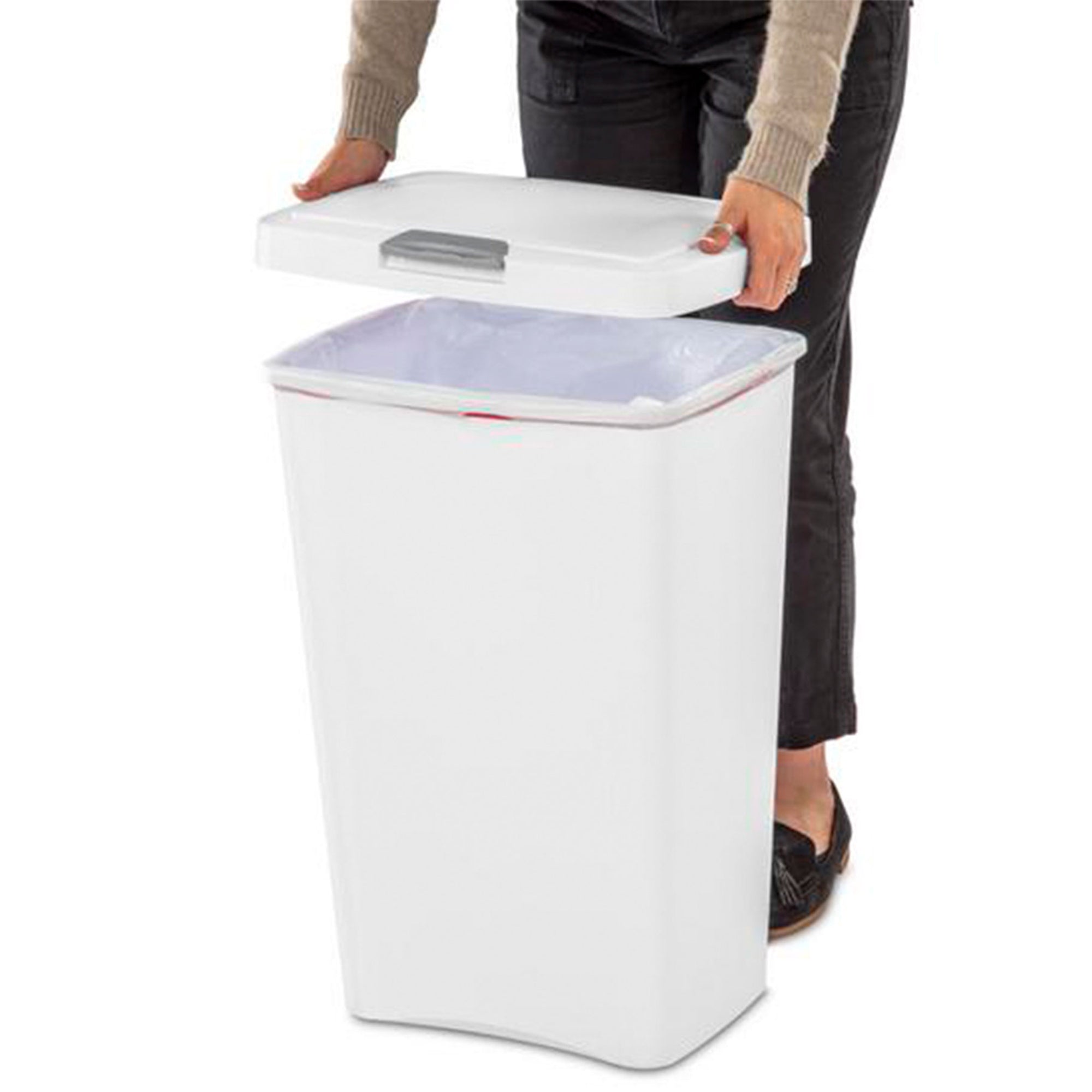 Sterilite 13 Gallon TouchTop Wastebasket with Titanium Latch, White (16 Pack) - VMInnovations