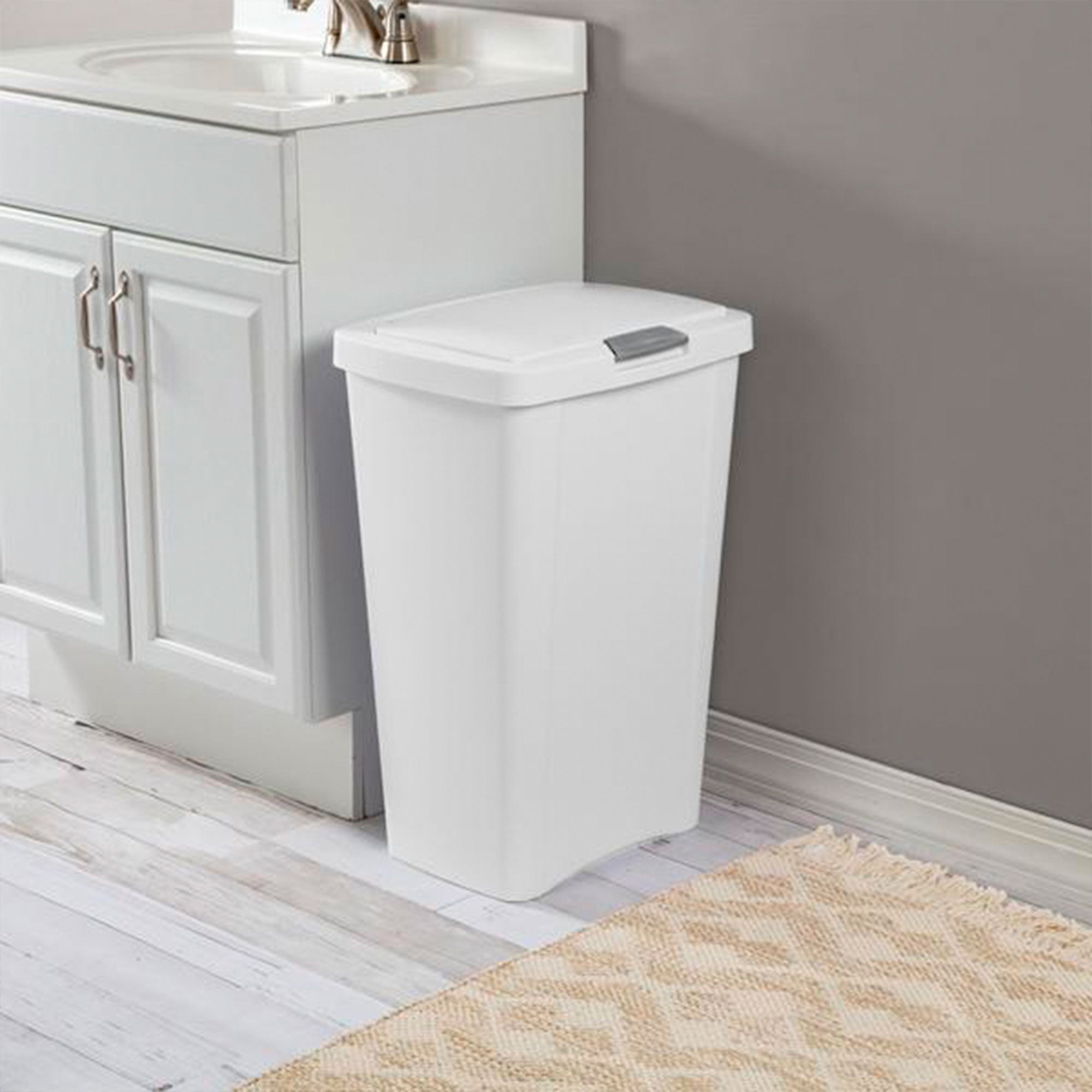 Sterilite 13 Gallon TouchTop Wastebasket with Titanium Latch, White (16 Pack) - VMInnovations