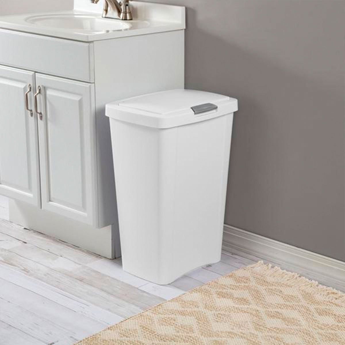 Sterilite 13 Gallon TouchTop Wastebasket with Titanium Latch, White (16 Pack)