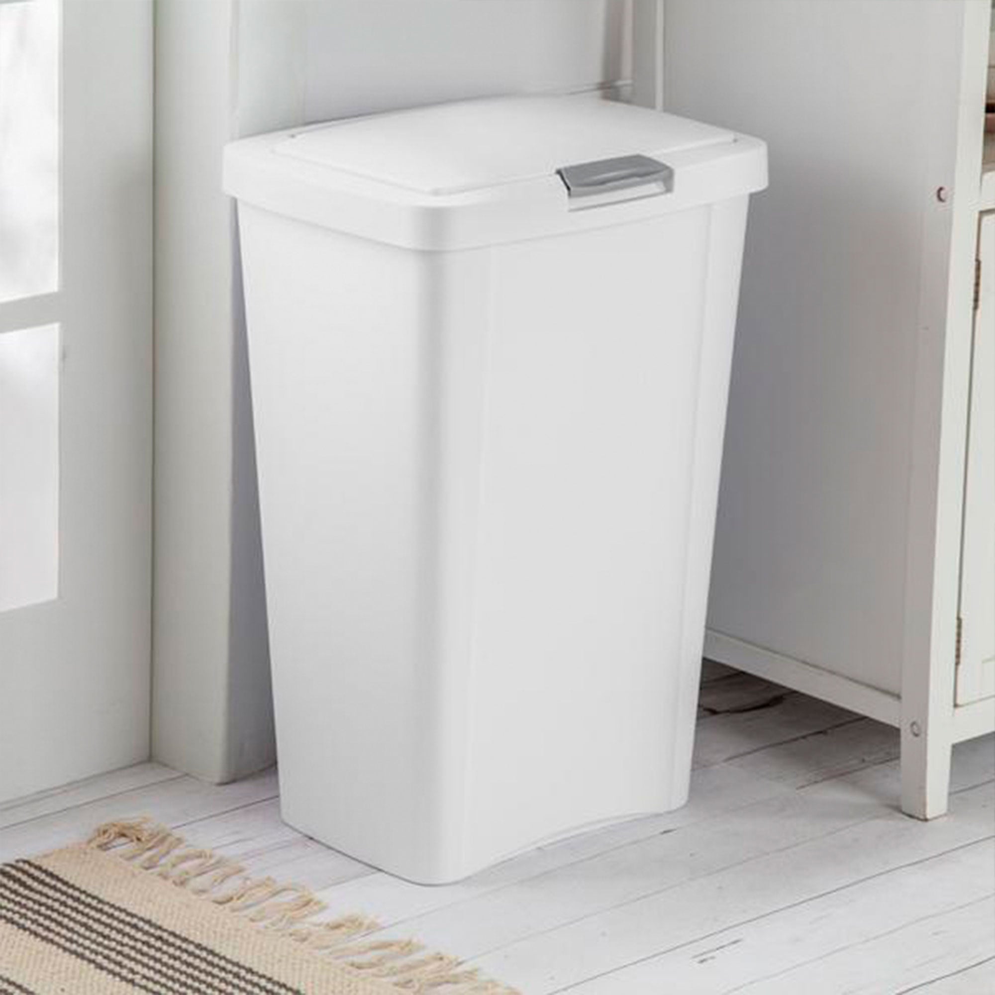 Sterilite 13 Gallon TouchTop Wastebasket with Titanium Latch, White (16 Pack) - VMInnovations