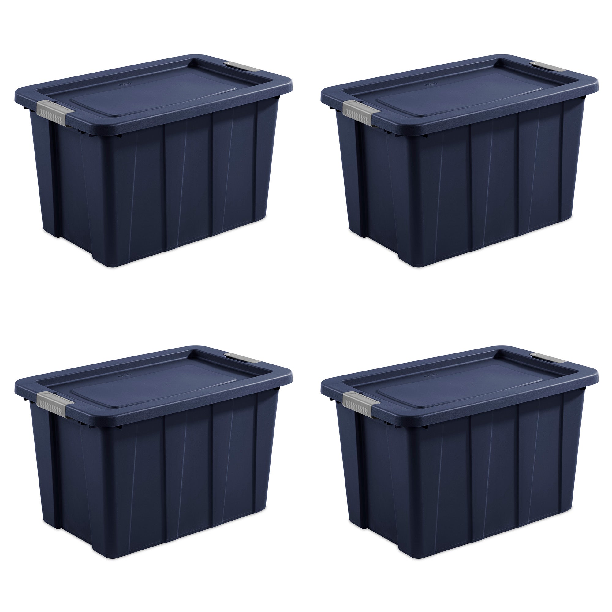 Sterilite Tuff1 30 Gallon Plastic Storage Tote Bin w/Latching Lid, Blue (4 Pack) - VMInnovations