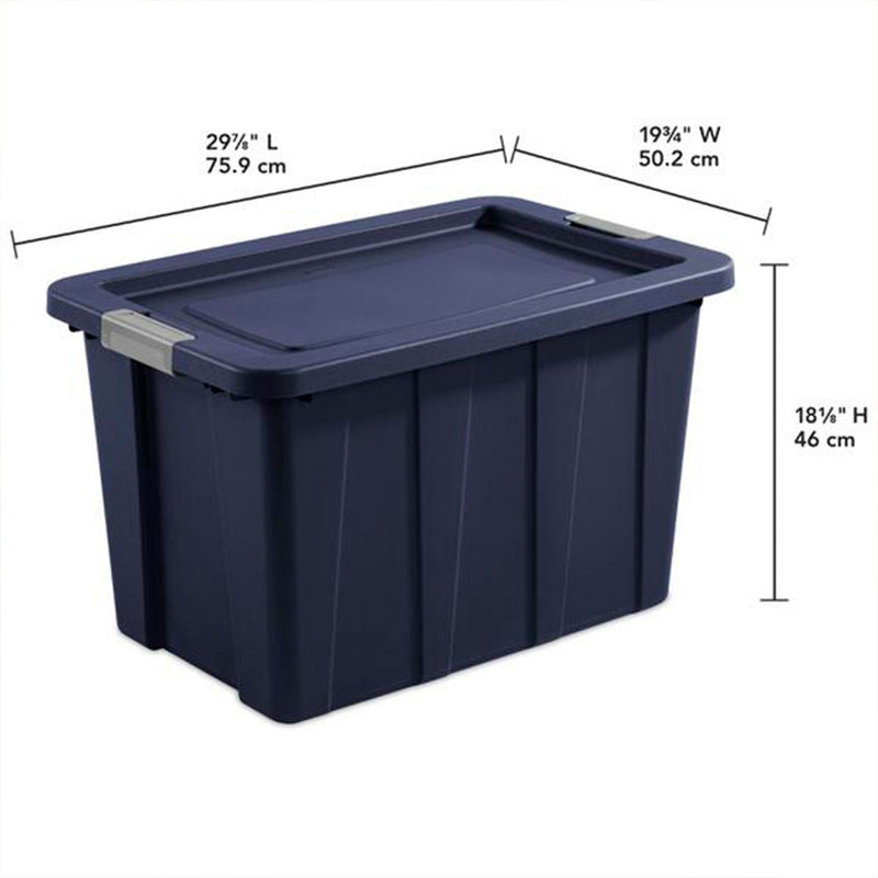 Sterilite Tuff1 30 Gal Plastic Storage Tote Bin w/Latching Lid, Blue (16 Pack)