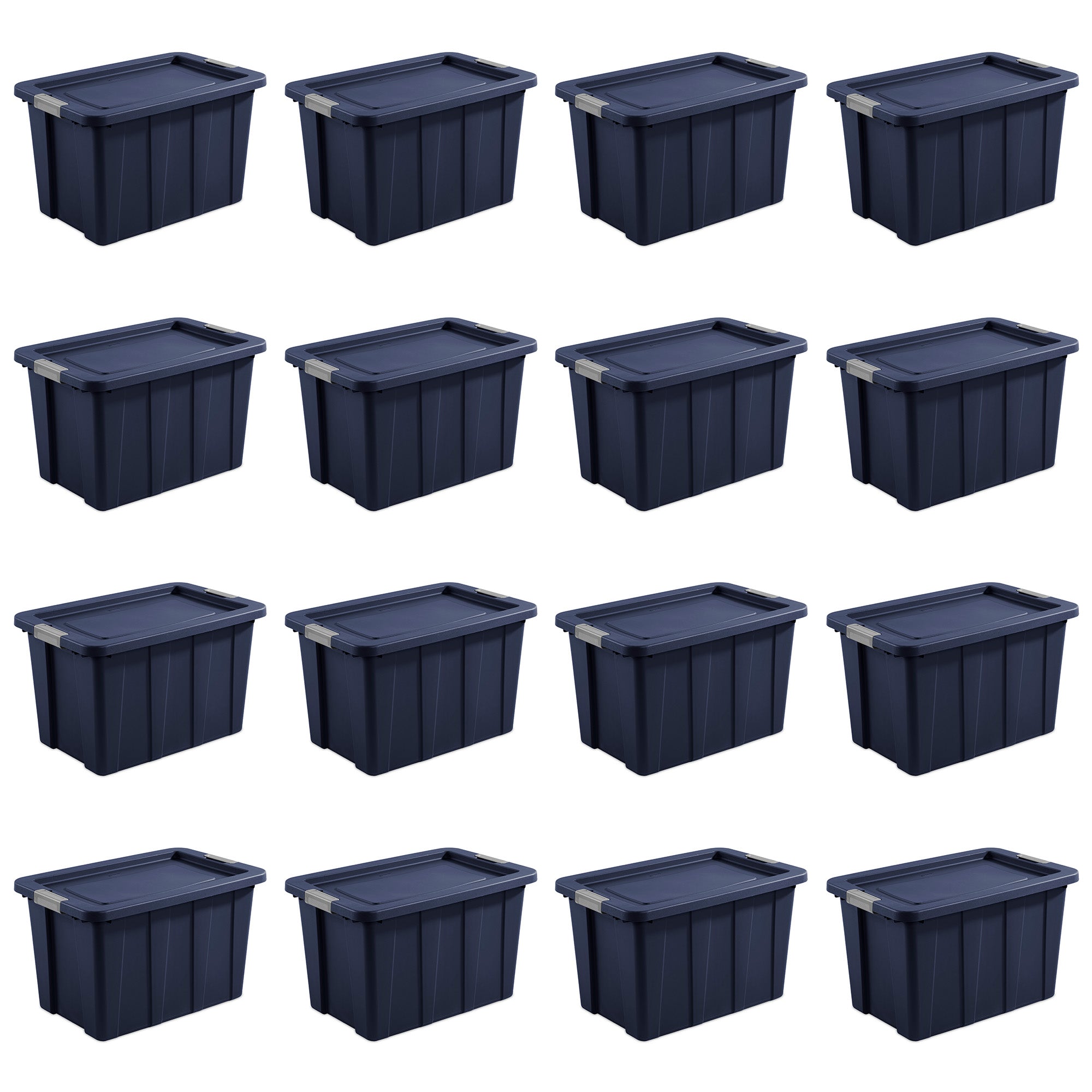 Sterilite Tuff1 30 Gal Plastic Storage Tote Bin w/Latching Lid, Blue (16 Pack) - VMInnovations