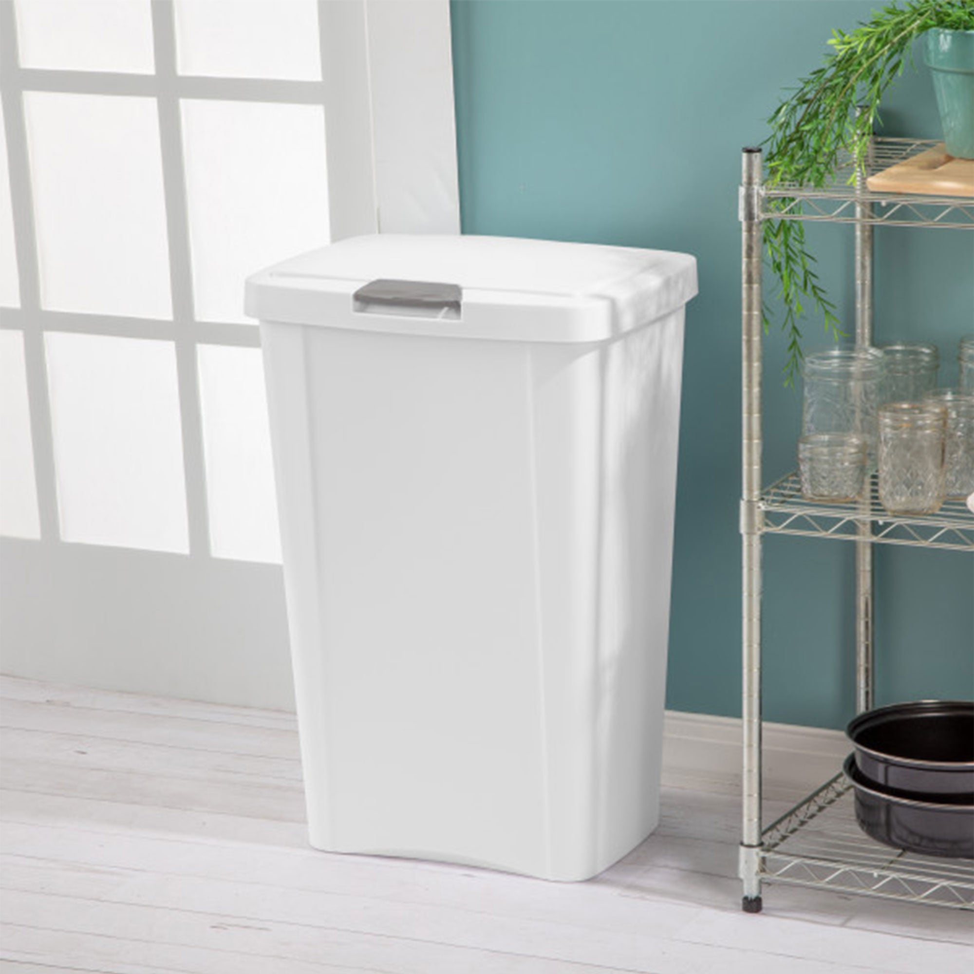 Sterilite 13 Gallon TouchTop Wastebasket with Titanium Latch, White (12 Pack) - VMInnovations
