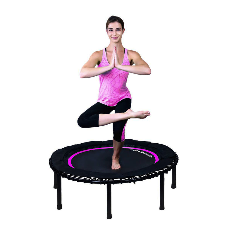 LEAPS & REBOUNDS 40" Adjustable Stability Bar with 40" Fitness Trampoline, Pink