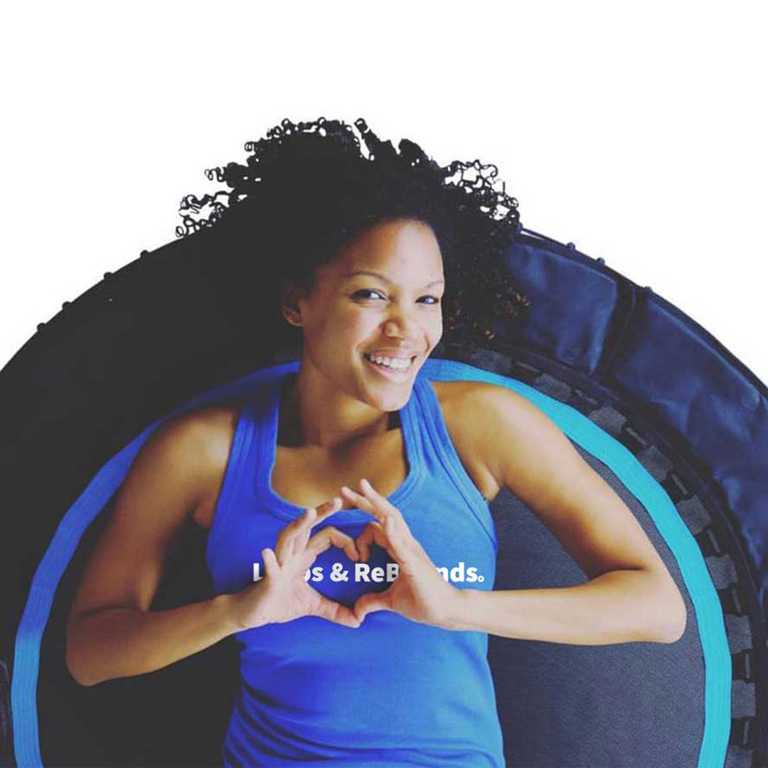 LEAPS & REBOUNDS 48" Adjustable Stability Bar with 48" Fitness Trampoline, Blue - VMInnovations