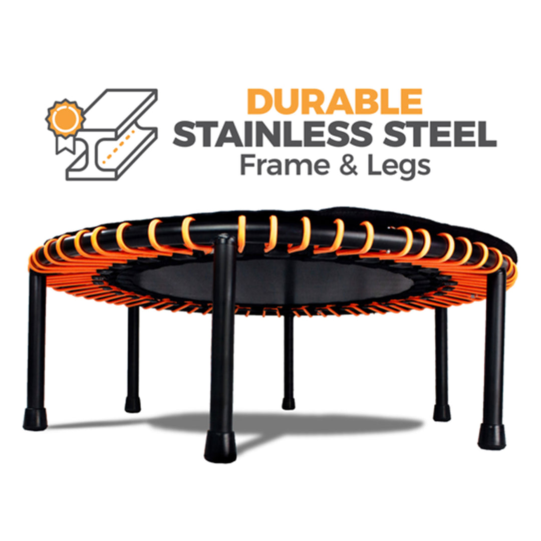 LEAPS & REBOUNDS 48" Adjustable Stability Bar w/ 48" Fitness Trampoline, Orange - VMInnovations