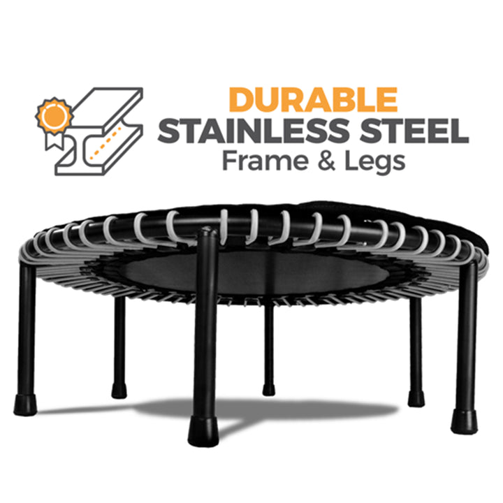 LEAPS & REBOUNDS 40" Adjustable Stability Bar with 40" Fitness Trampoline, Gray - VMInnovations