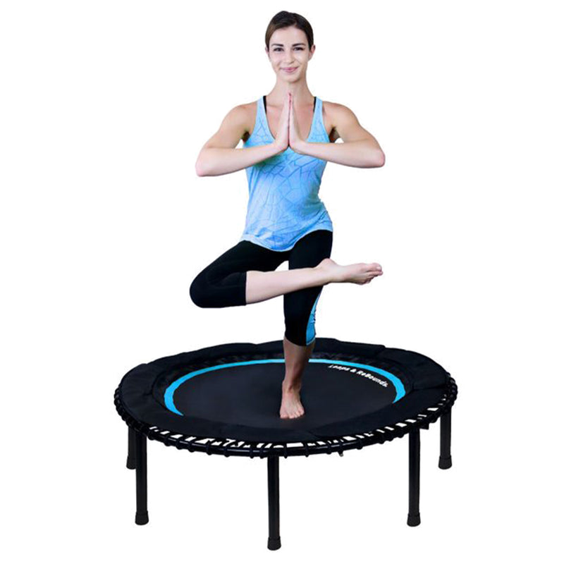 LEAPS & REBOUNDS 40" Adjustable Stability Bar with 40" Fitness Trampoline, Blue