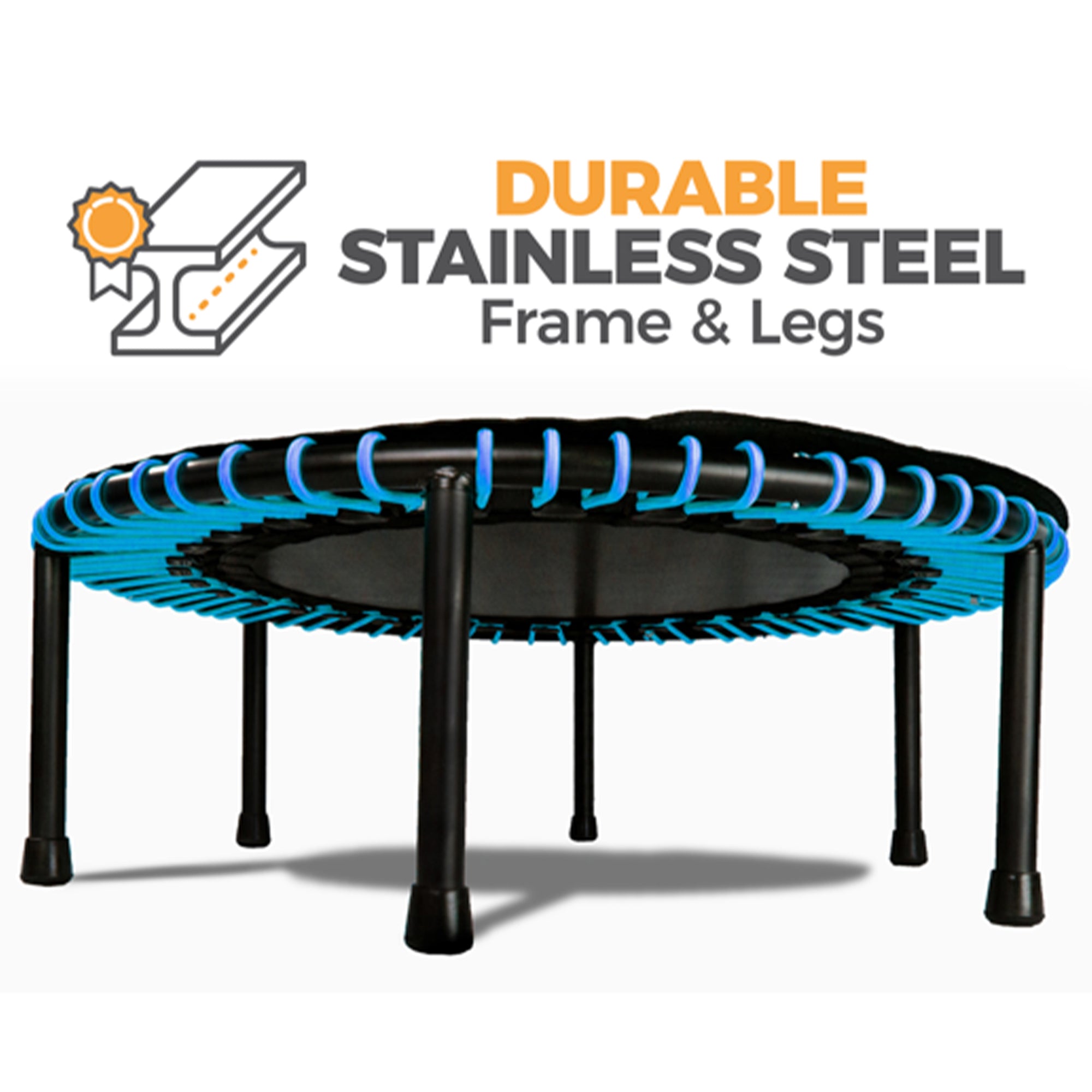 LEAPS & REBOUNDS 40" Adjustable Stability Bar with 40" Fitness Trampoline, Blue