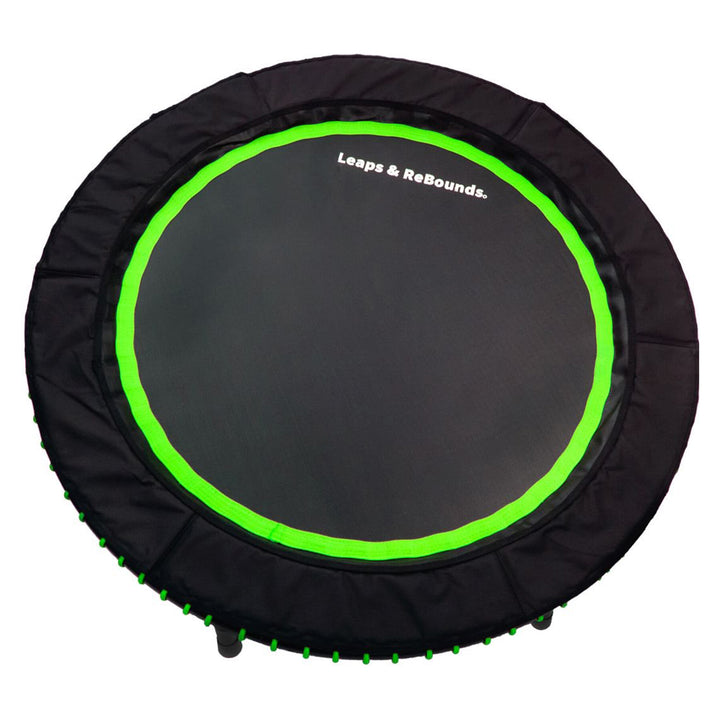LEAPS & REBOUNDS 40" Adjustable Stability Bar w/ 40" Fitness Trampoline, Green - VMInnovations