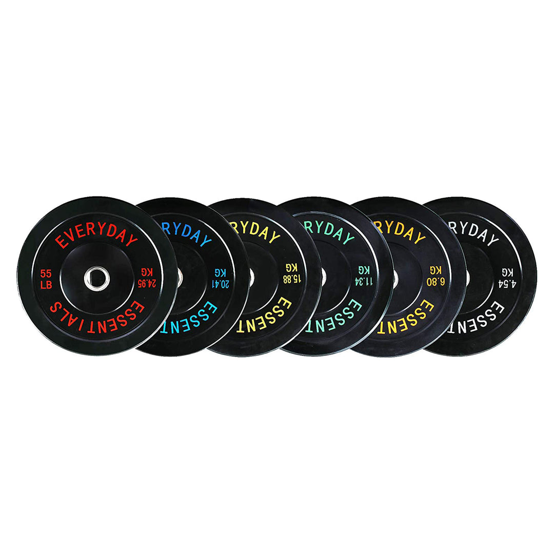 BalanceFrom Fitness 160 Pound Olympic Bumper Strength Training Weight Plate Set - VMInnovations