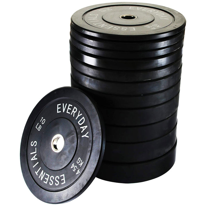 BalanceFrom Fitness 370 Pound Olympic Bumper Strength Training Weight Plate Set - VMInnovations