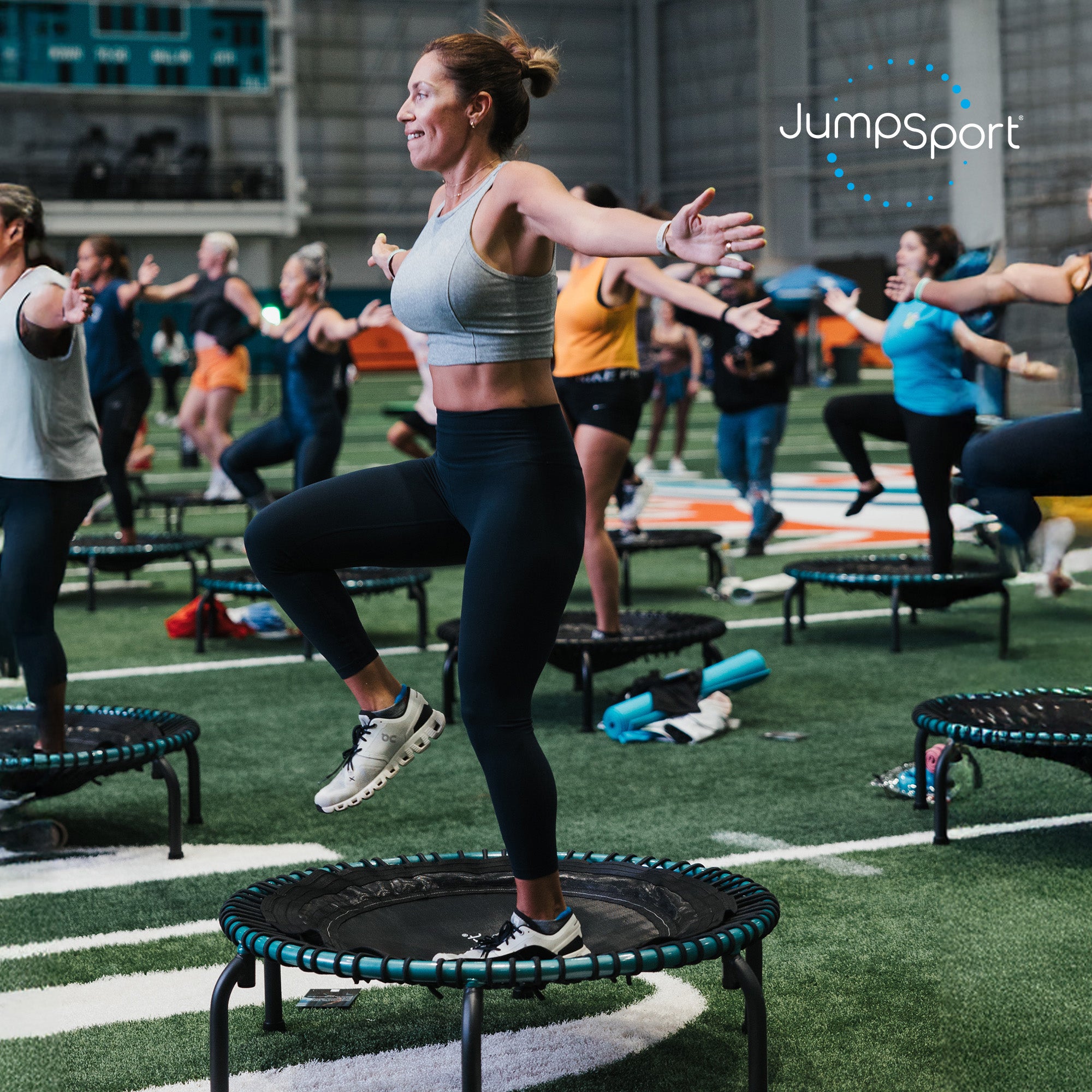 JumpSport 350 Pro Fitness 39" Workout Indoor Trampoline, Teal/Black (Open Box) - VMInnovations