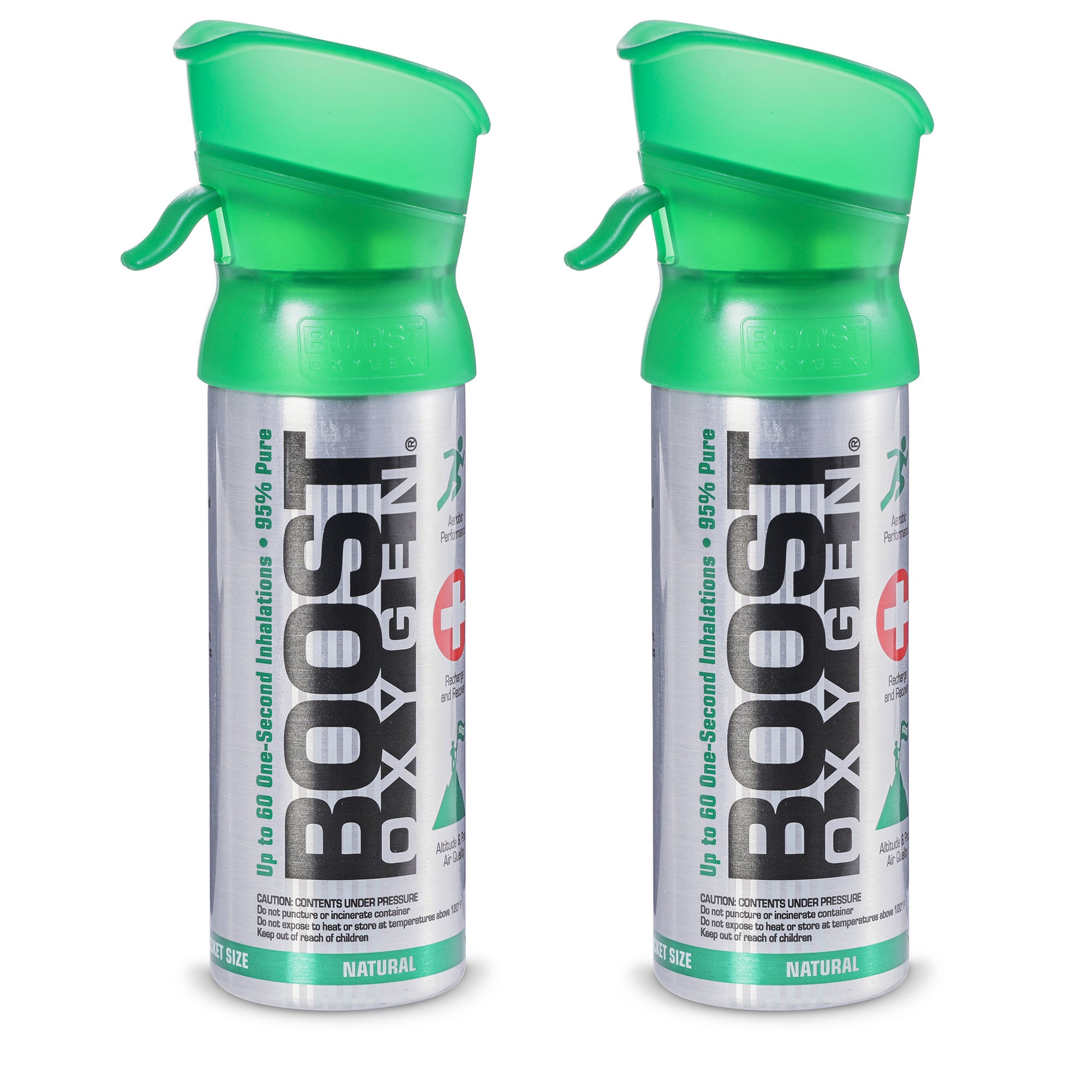 Boost Oxygen 3 Liter Pocket Canned Oxygen Bottles w/Mouthpiece, Natural (2 Pack)